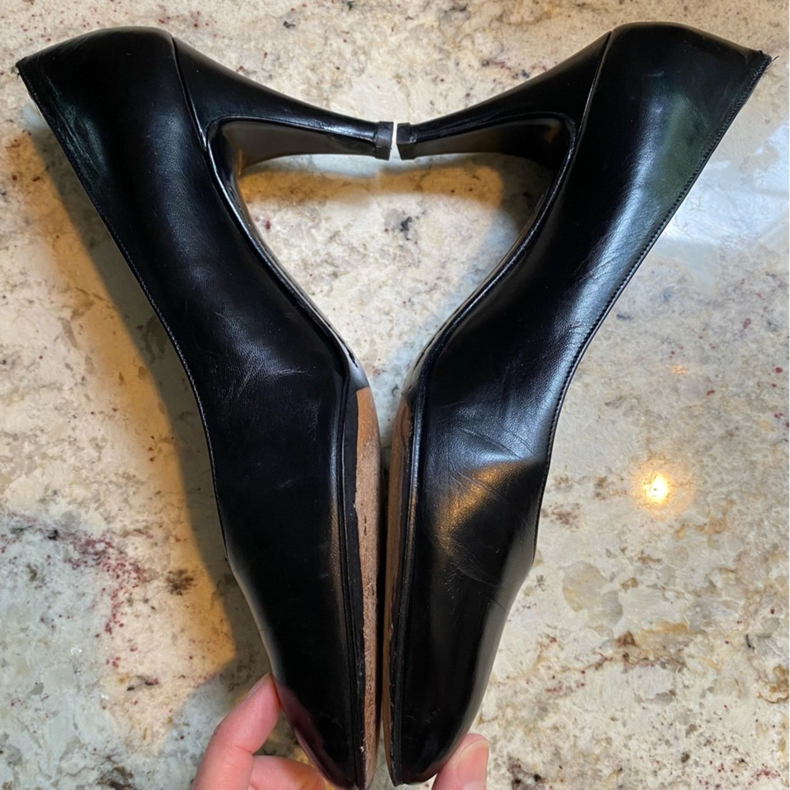 Helene Arpels Park Avenue Black Leather Pumps Italy 9.5 AA