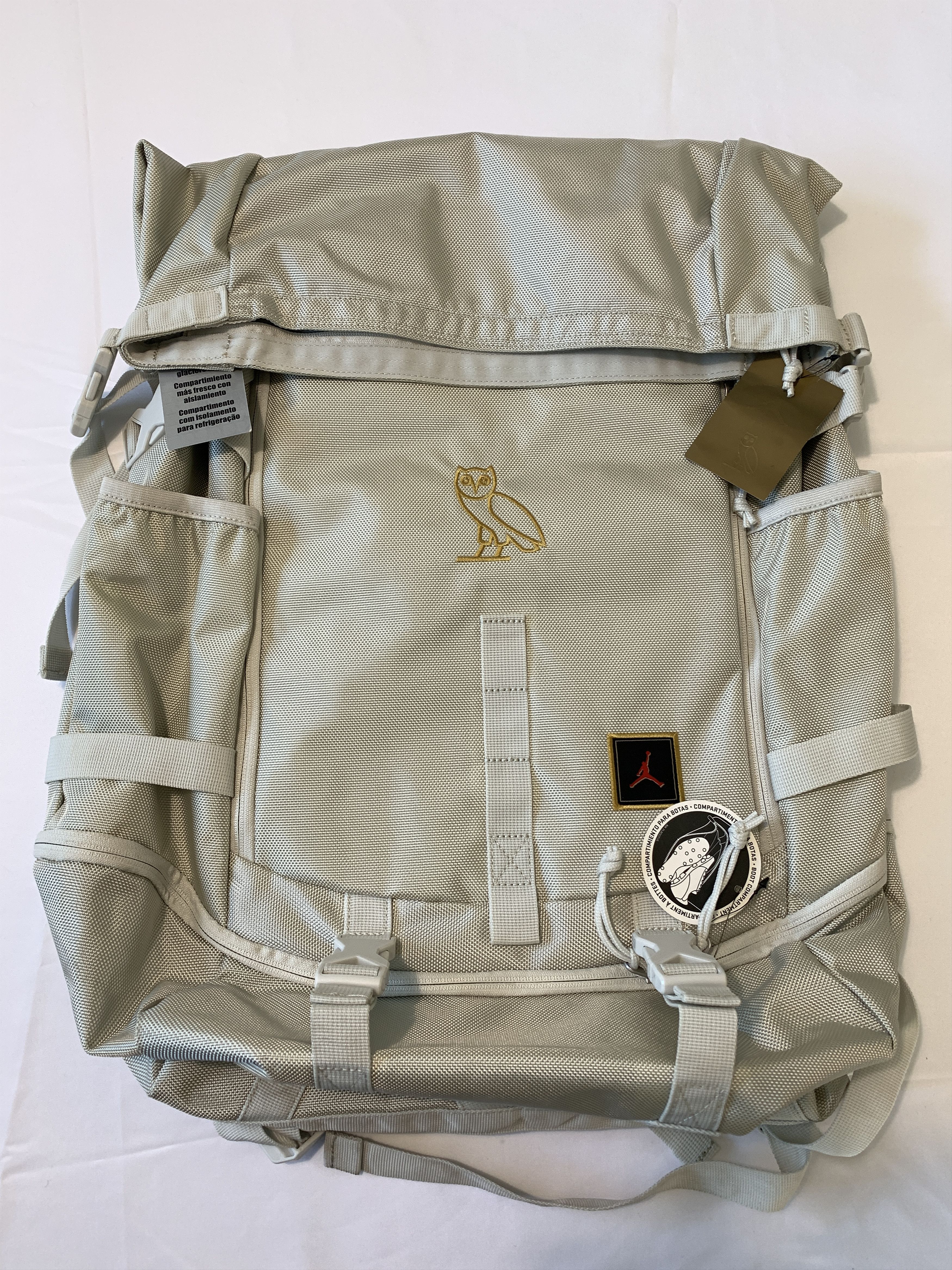 OVO x Air Jordan x Nike Top loader Backpack Gold Owl cream