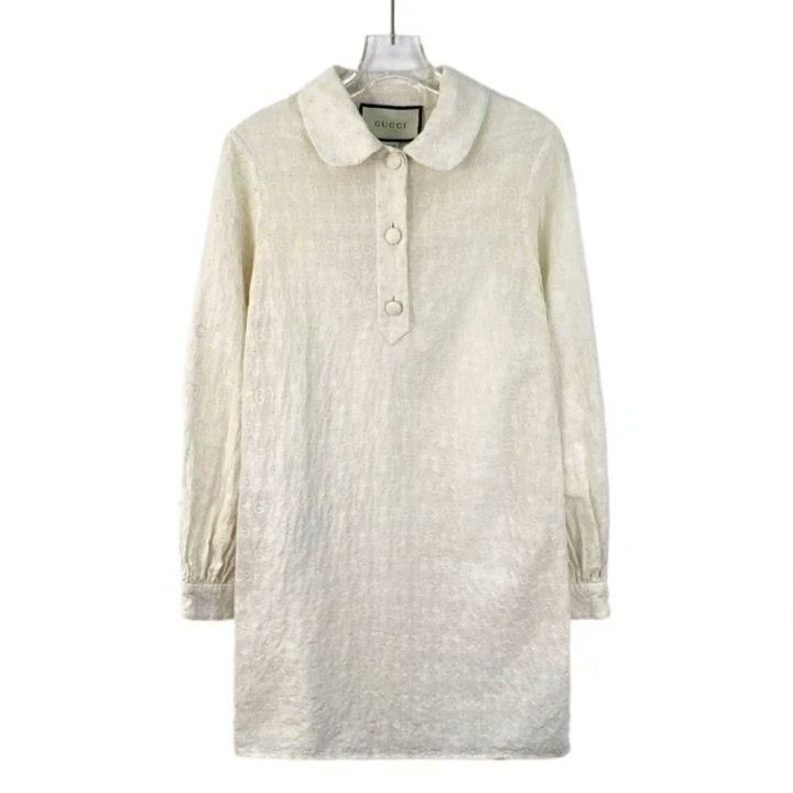Gucci Gucci Logo Embroidered Cotton Doll Collar Shirt Dress Size XS / US 0-2 / IT 36-38 - 1 Thumbnail