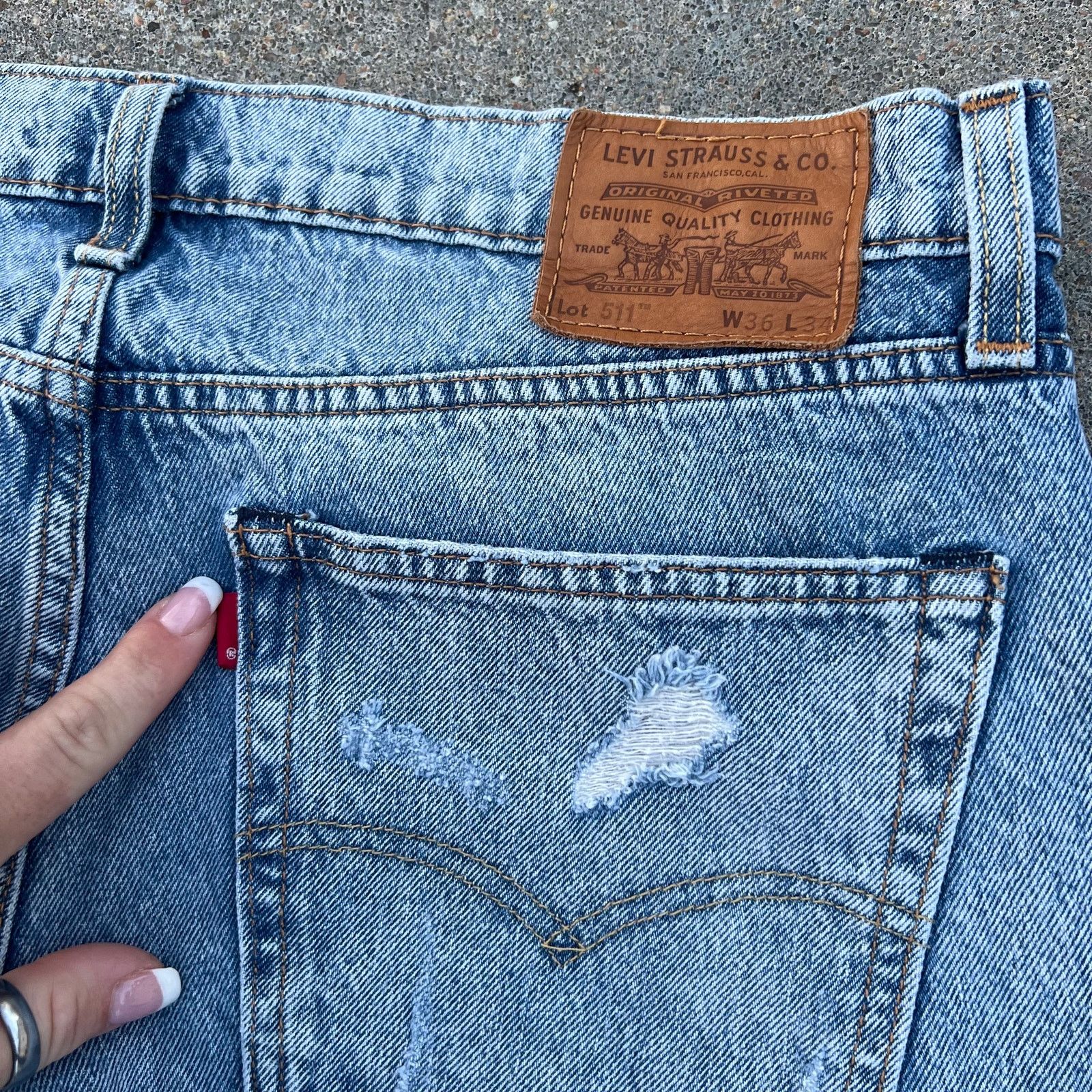 Levi's Levi's 511 Slim Jean American Flag Patch Distressed Peekaboo Size US 36 / EU 52 - 7 Thumbnail