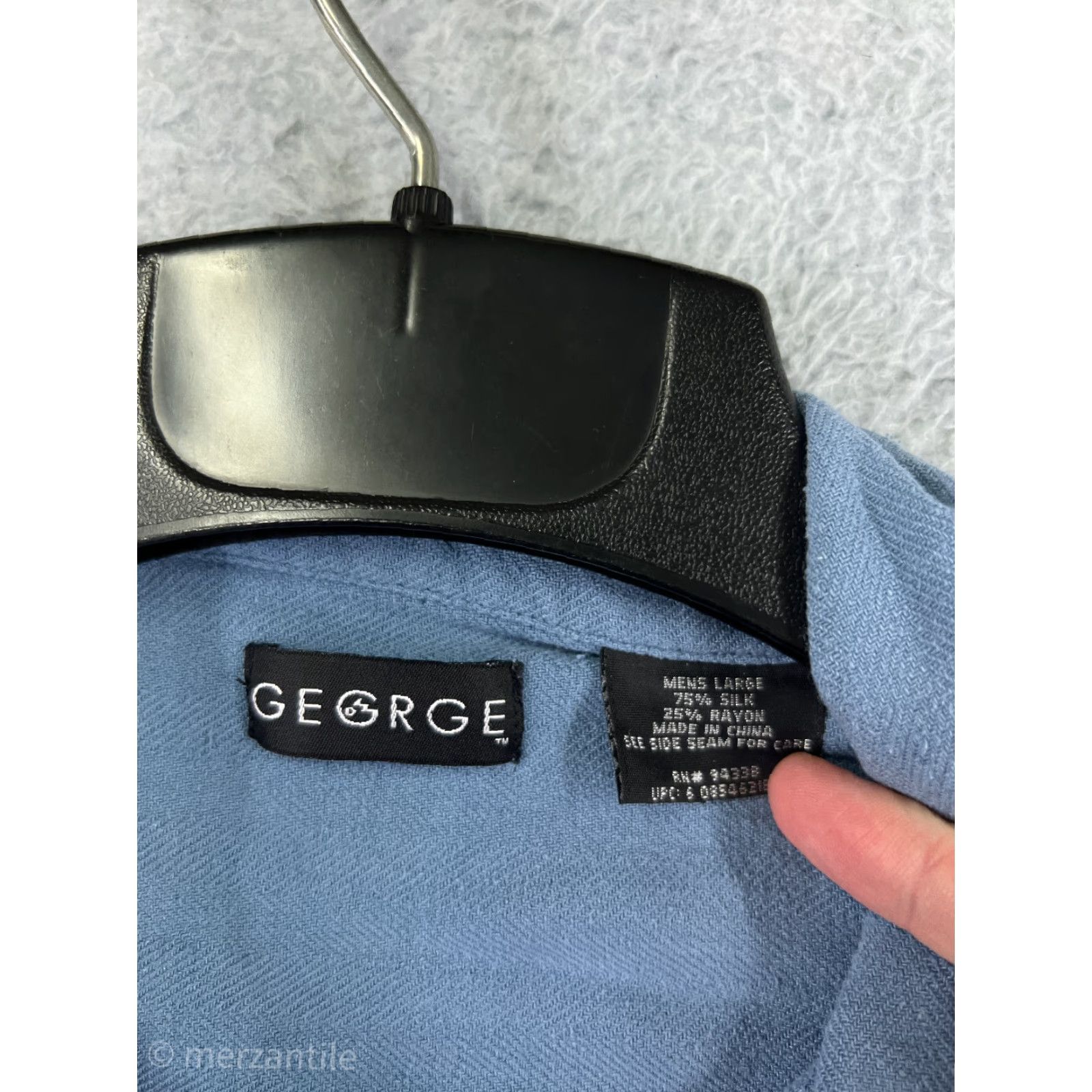 George George Button-Up Shirt Mens Large Blue Silk Hawaiian Aloha Beach Vacation Resort Silk Blend Pocket Size US L / EU 52-54 / 3 - 3 Thumbnail