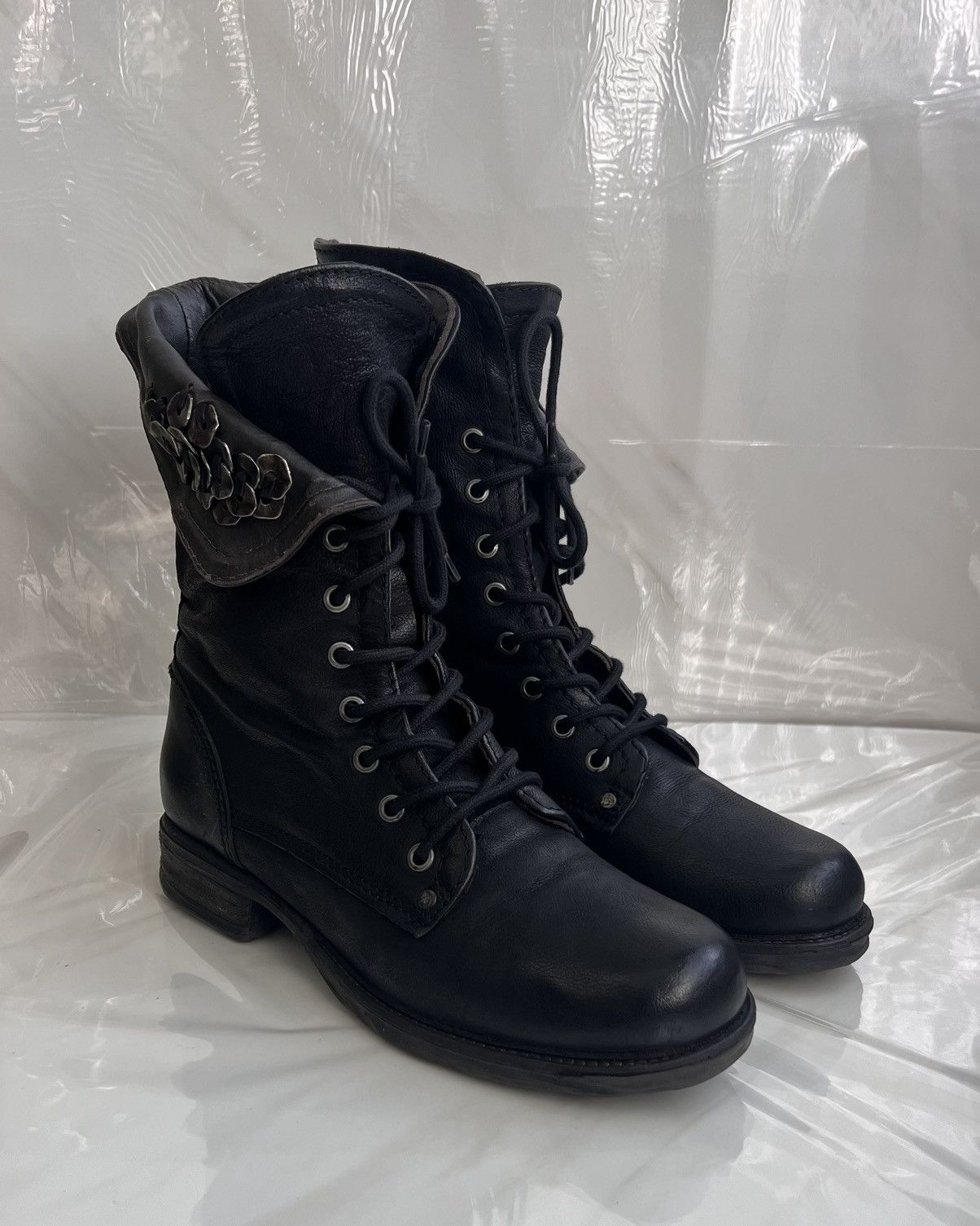 A.S.98 As 98 Airstep Zipper Boho Black Biker distressed boot Size US 8 / IT 38 - 1 Thumbnail