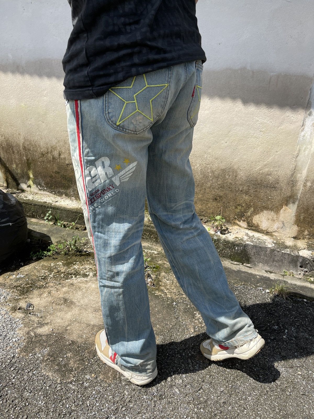 If Six Was Nine Vintage 90s🔥BUZZ SPUNKY🔥Distressed Patches Washed Denim Size US 33 - 18 Thumbnail
