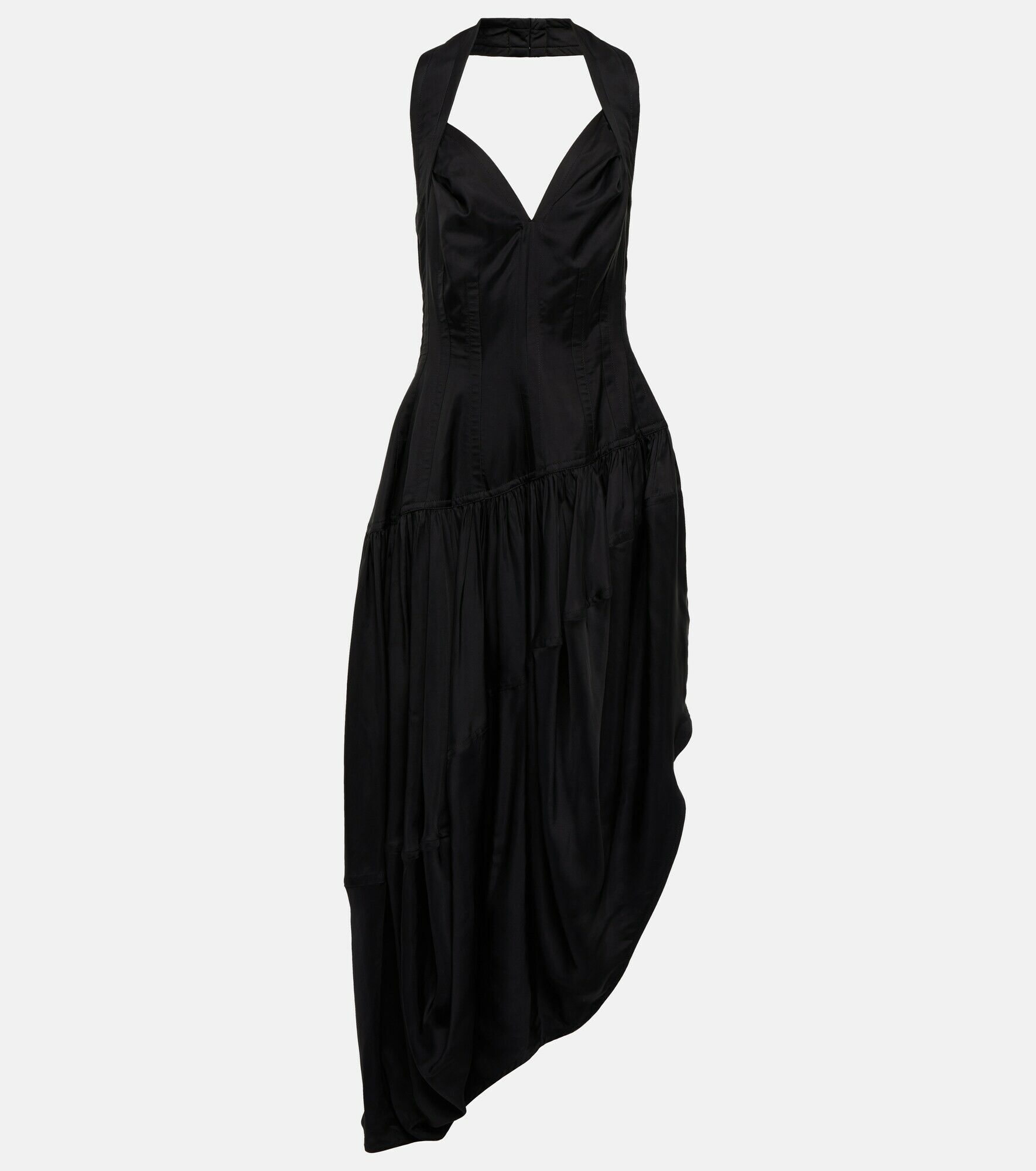 image of Bottega Veneta O1Loc1C0324 718667 Washed Viscose Dress In Black, Women's (Size Small)