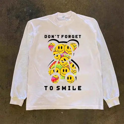 VIBE Hip Hop Street Smiley Bear Print Long Sleeve T-Shirt Size US M / EU 48-50 / 2 - 3 Thumbnail