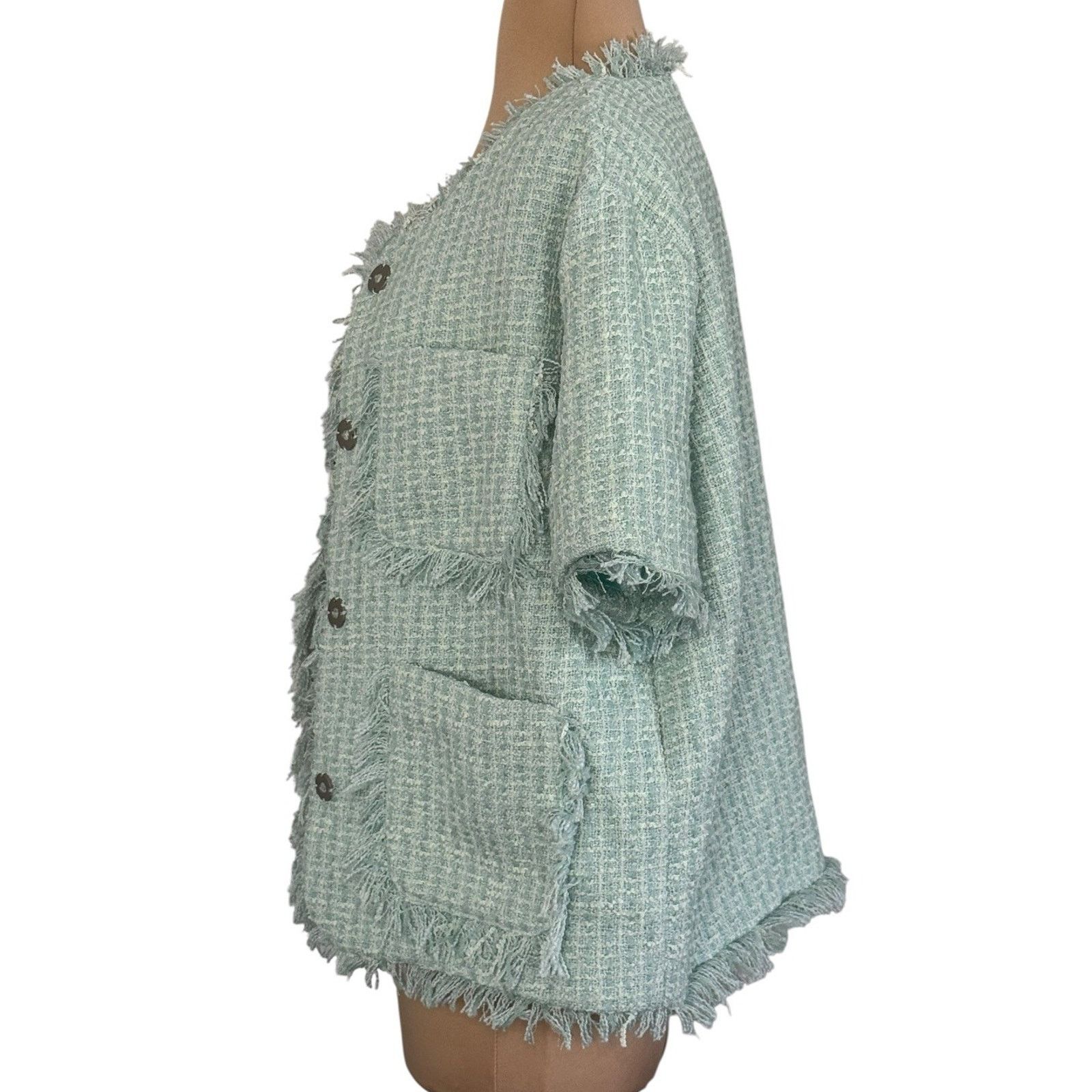 Other RIXO STREET Mint Tweed Wool Fringe Designer Blazer Jacket M Size M / US 6-8 / IT 42-44 - 8 Thumbnail