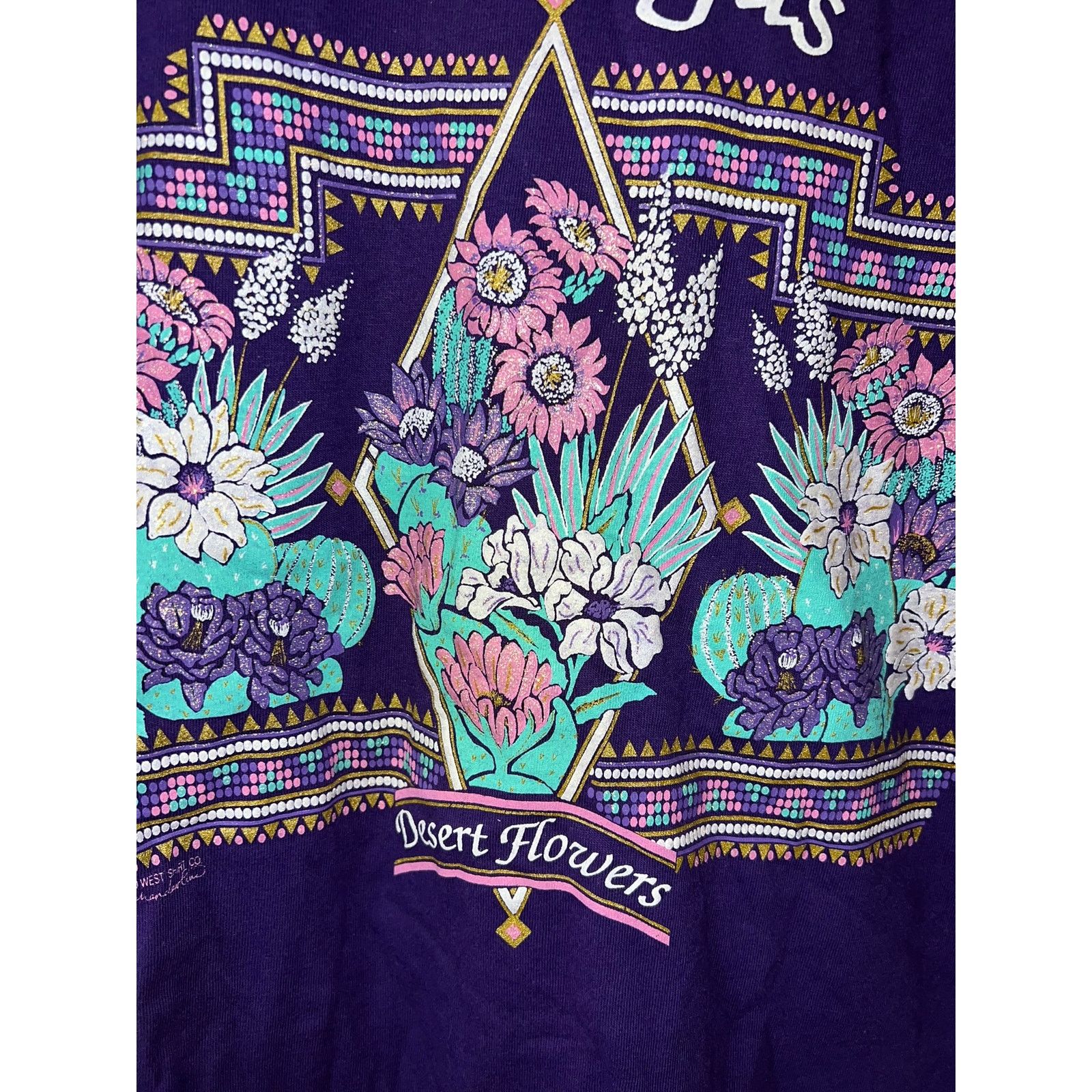 Jerzees Vintage Las Vegas Desert Shirt Flowers Purple Tee VTG L 90s Size US L / EU 52-54 / 3 - 4 Thumbnail