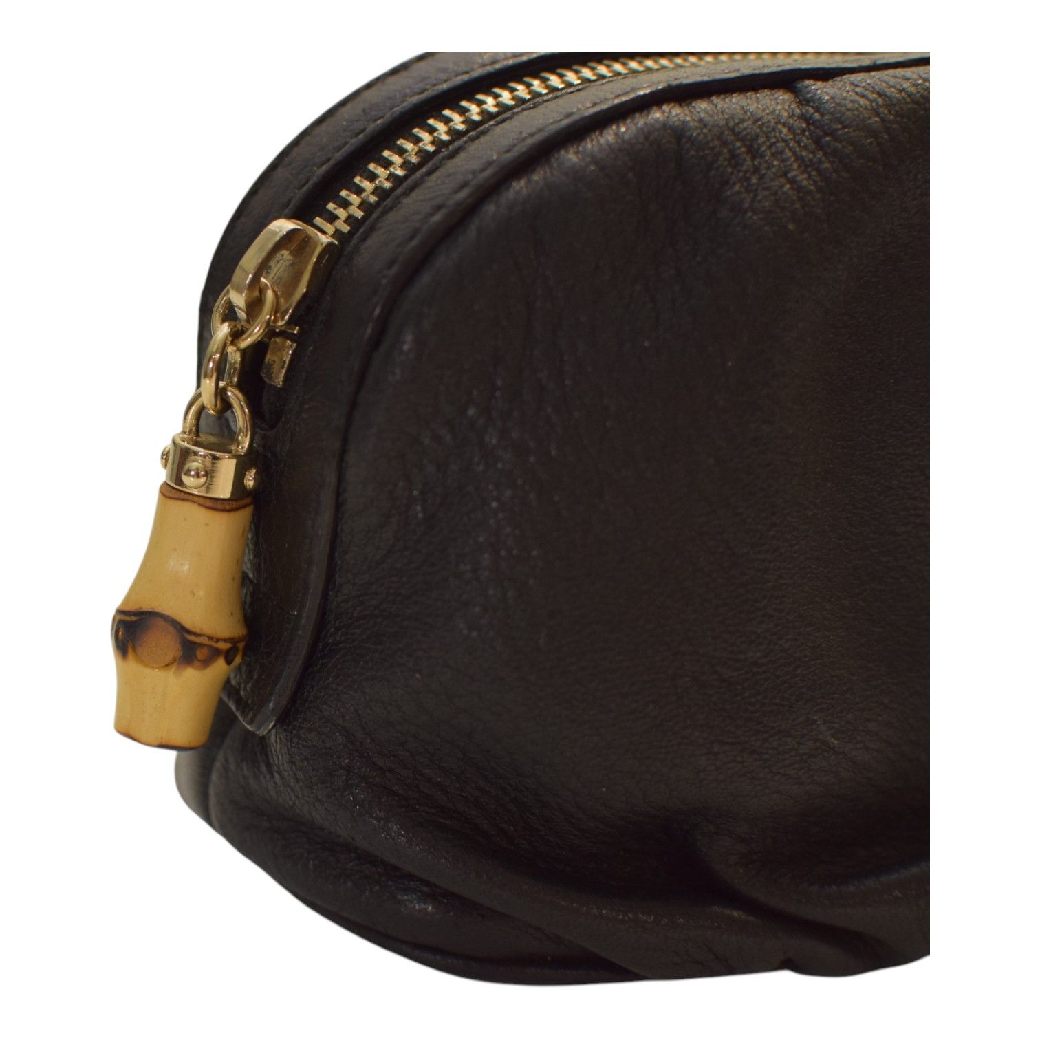 Gucci GUCCI Vintage Black Leather Bamboo Zip Clutch Bag in black Size ONE SIZE - 13 Thumbnail