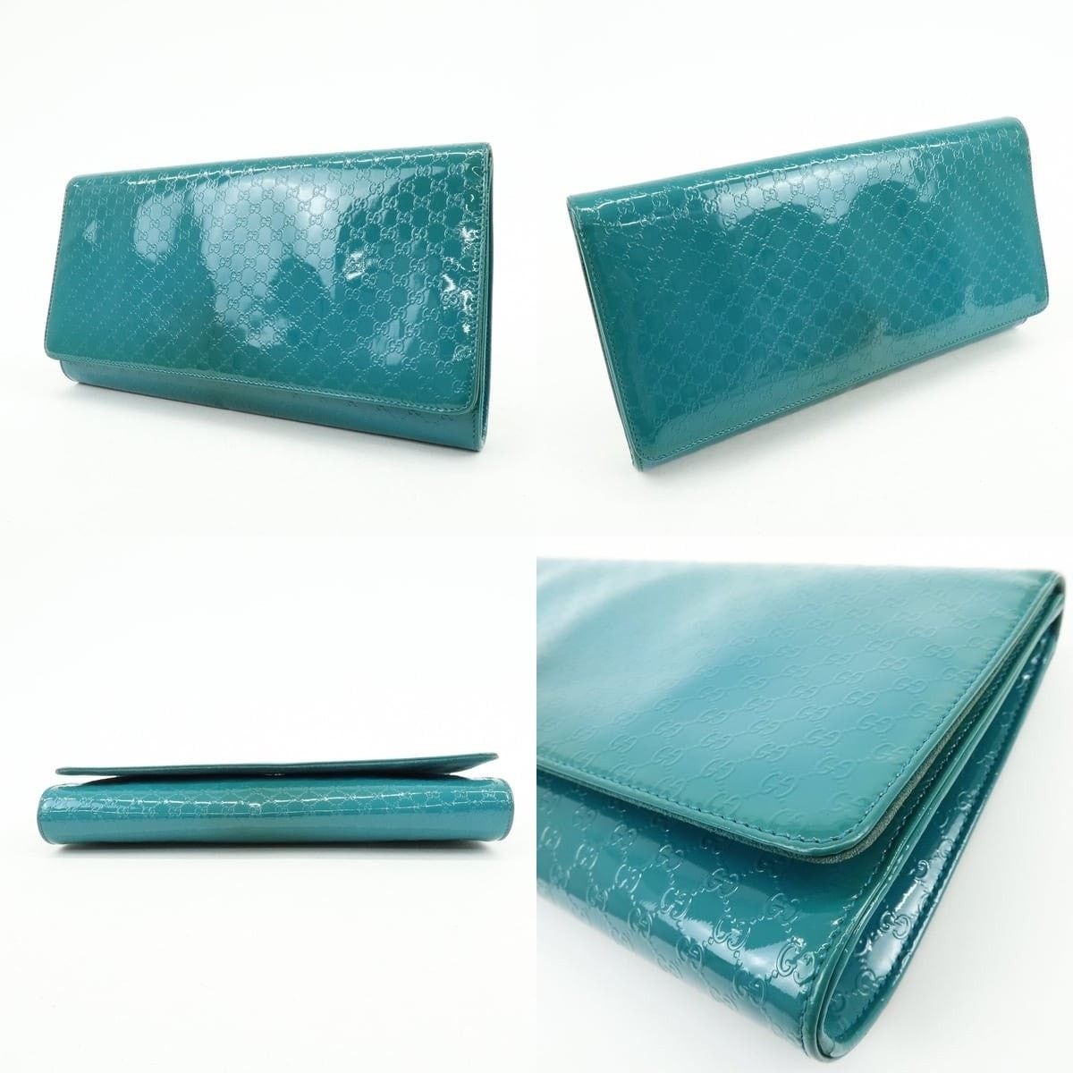 Gucci Gucci Microguccissima Patent Leather Clutch Blue Size ONE SIZE - 3 Thumbnail