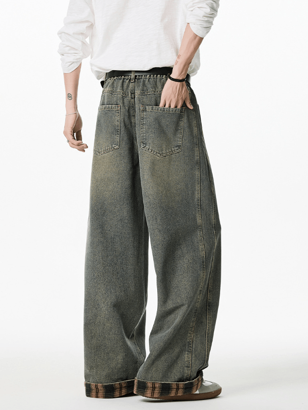 Jean Men's straight-leg patchwork vintage washed flared jeans Size US 32 / EU 48 - 3 Thumbnail