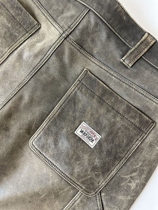 Stussy Stussy Distressed Leather Work Pants Brown Size 34 | Grailed