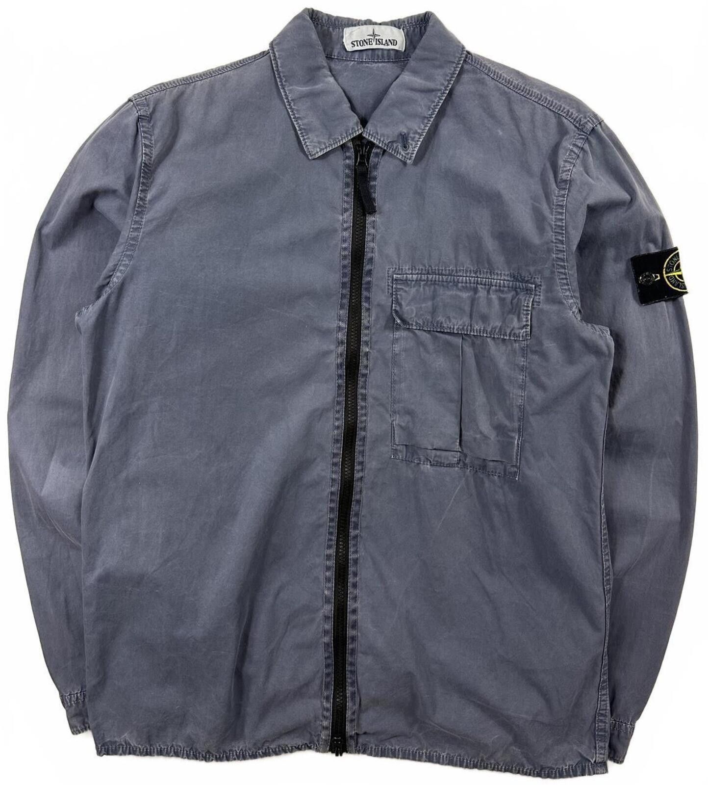Stone Island Stone Island Zip Up Overshirt Washed Blue Medium Size US M / EU 48-50 / 2 - 1 Thumbnail