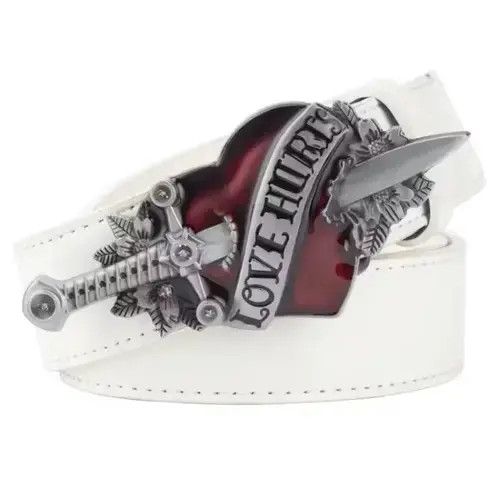 Japanese Brand Gold Color Buckle White Belt Love Hunter Belt Size ONE SIZE - 4 Thumbnail