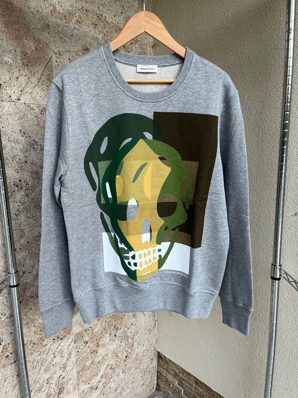 Big Skull Logo Crewneck Sweater in Grey