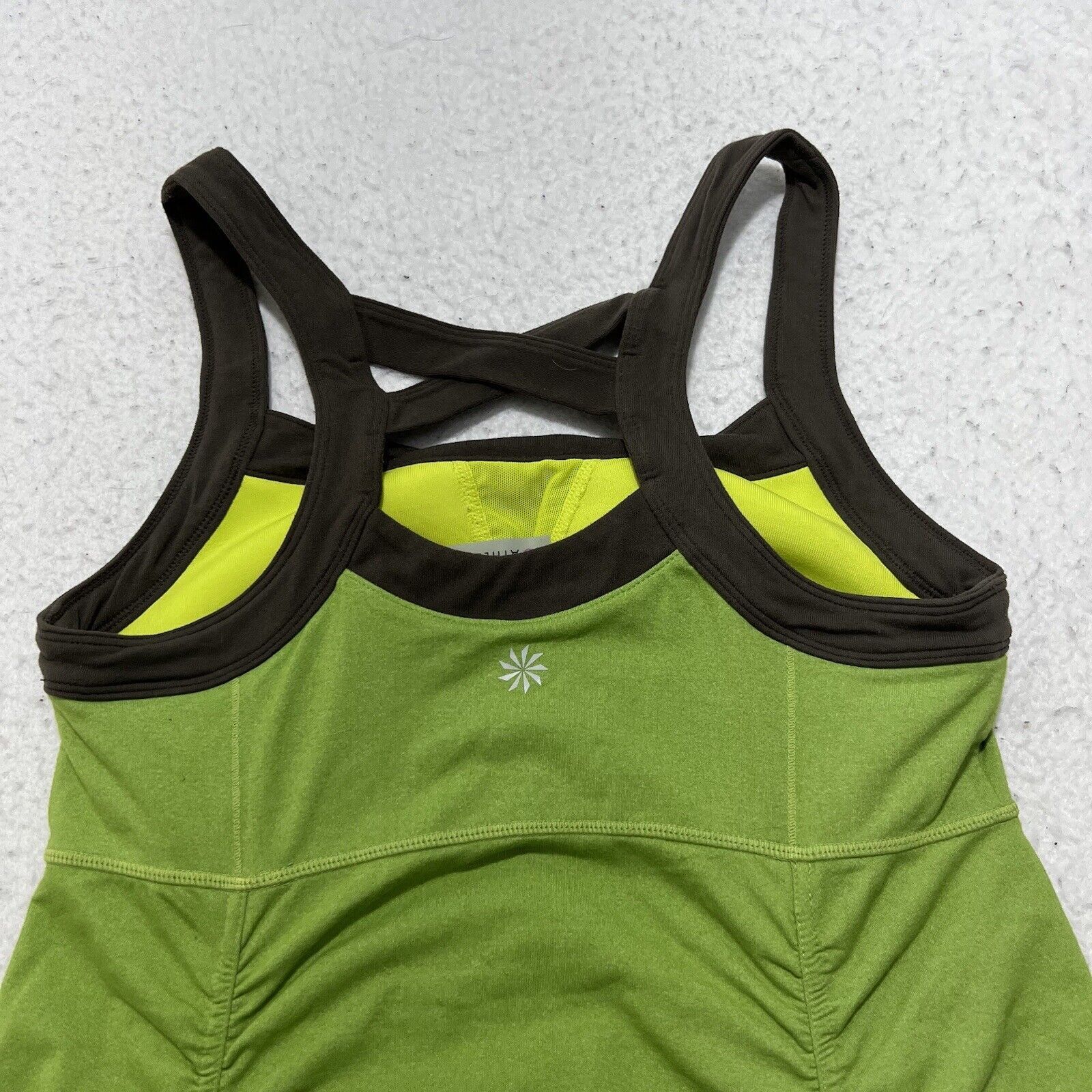Gap Athleta Crossback Athletic Tank Top Green + Gray Logo Shirt Size S / US 4 / IT 40 - 8 Thumbnail