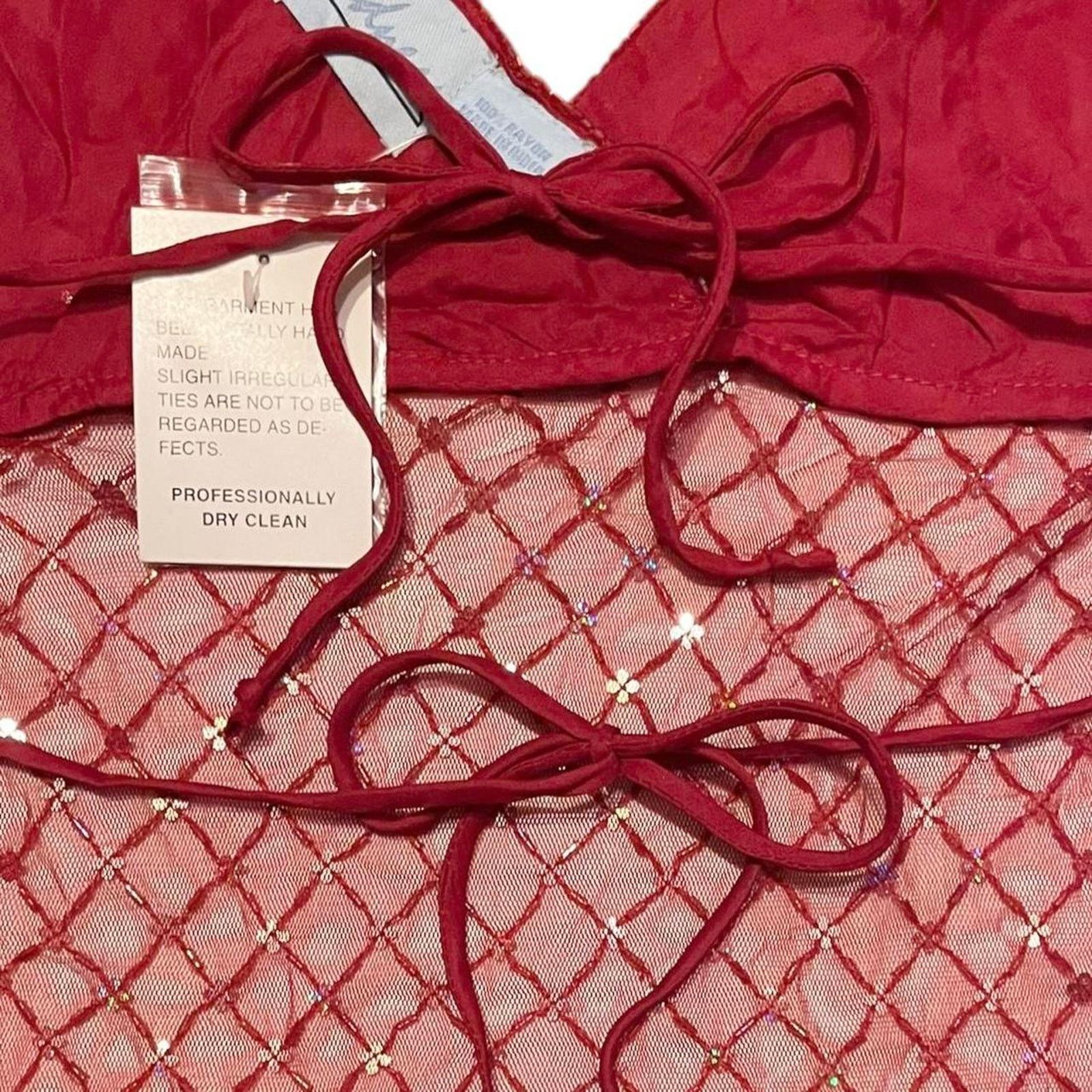 Vintage Deadstock VTG y2k red sequin beaded backless halter top Size S / US 4 / IT 40 - 4 Thumbnail