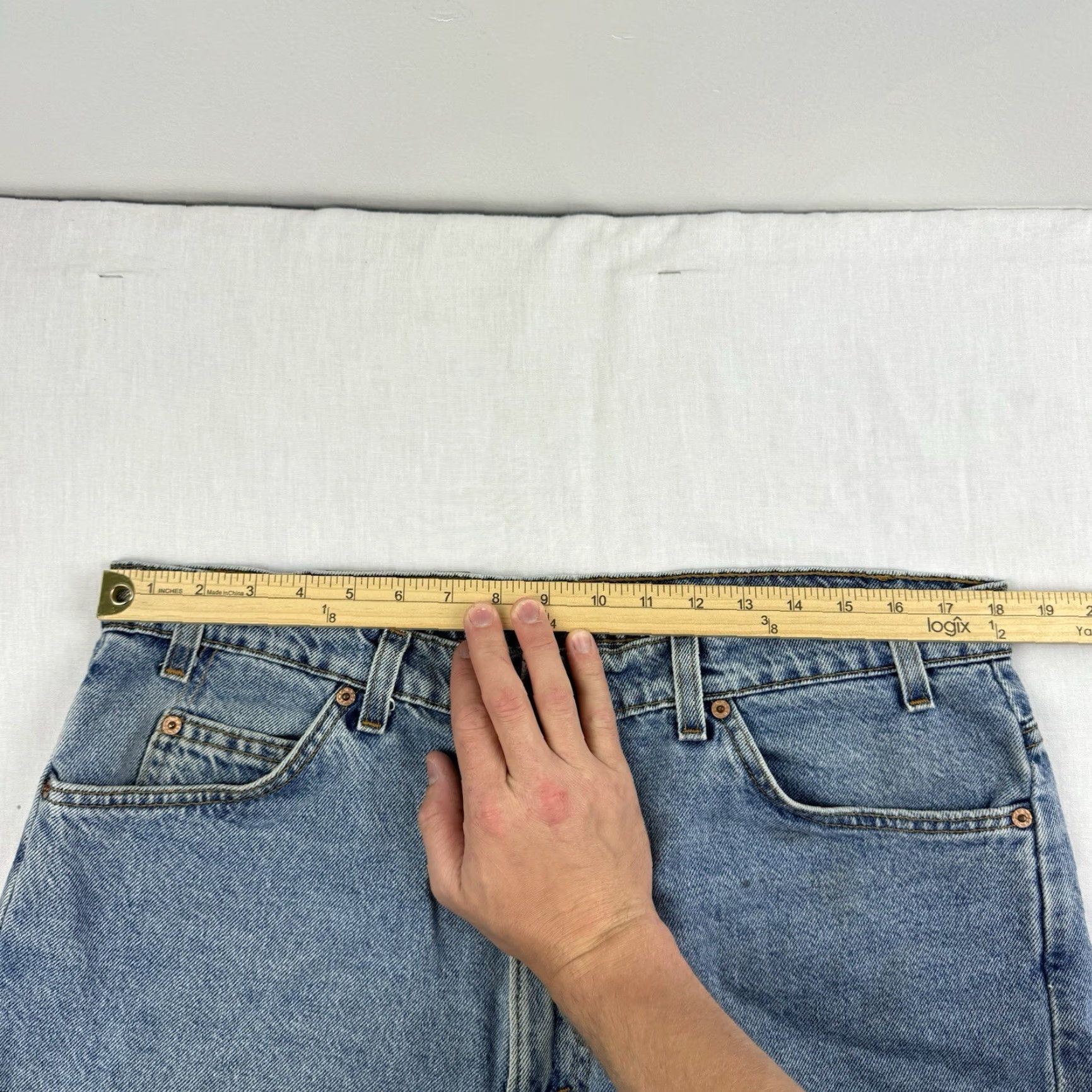 Levi's VINTAGE Levi's 505 Jean Shorts Mens Regular 38 Blue White USA 90s Grunge Punk Hipster Baggy Chino Style Size US 38 / EU 54 - 5 Thumbnail