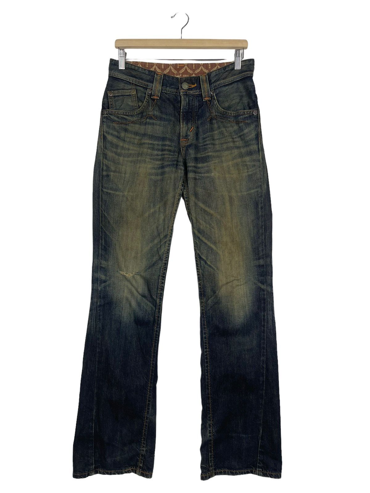 Edwin RUSTY🔥Edwin XV Bootcut Leather Pai Pocket Rusty Denim Jeans Size US 31 - 1 Thumbnail