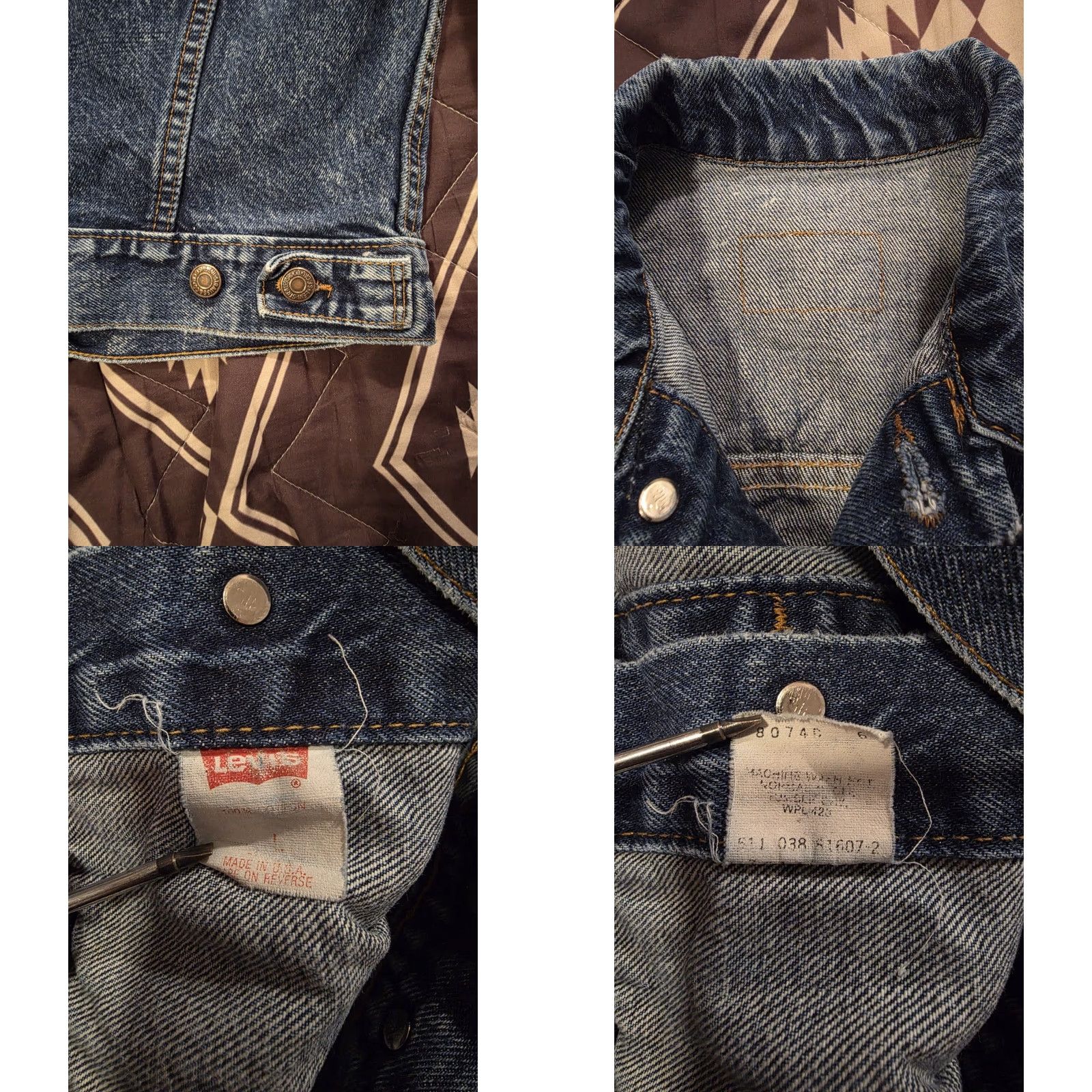 Levi's VINTAGE Levi's Trucker Jacket 57514-1109 Denim Short Sleeve Women's Large Blue 80s 90s USA Jeans Logo Button Collared Pocket Regular Size L / US 10 / IT 46 - 8 Thumbnail