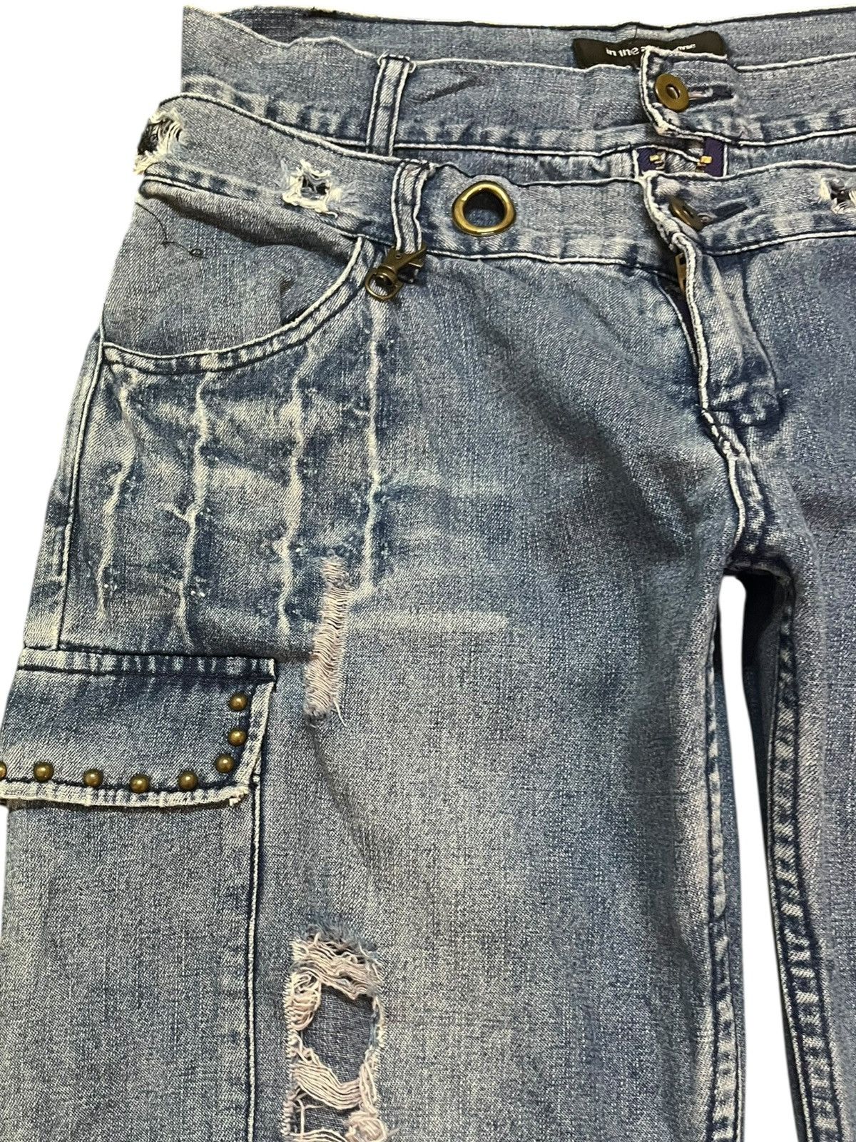 In The Attic Vintage In The Attic Homme Double Waist Studded Grunge Denim Size US 31 - 5 Thumbnail