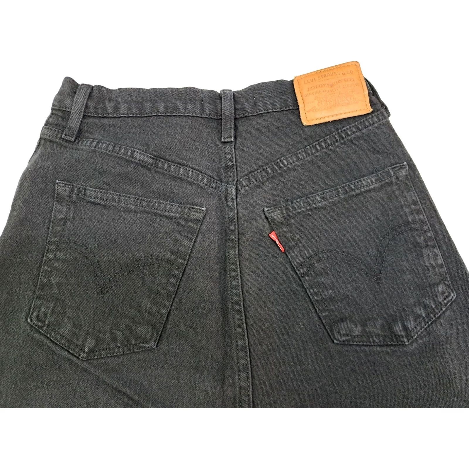 Levi's VINTAGE Levis Jeans Women Blk Ribcage Straight Ankle Premium Denim Button Fly 25 #7208 Size 42" / US 20 - 6 Thumbnail