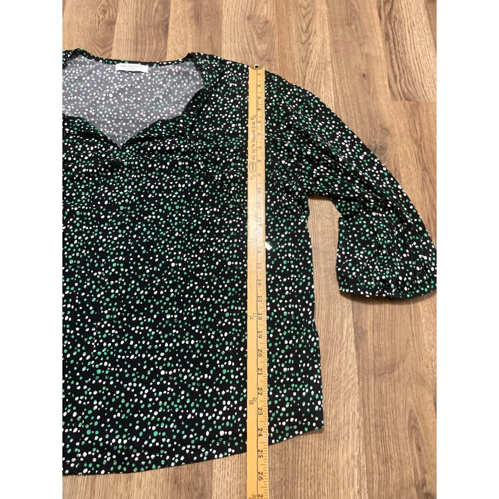 Liz Claiborne Liz Claiborne Shirt XL-2XL Green White Black 3/4 Sleeve V-neck Womens Size XXL / US 16-18 / IT 52-54 - 7 Thumbnail