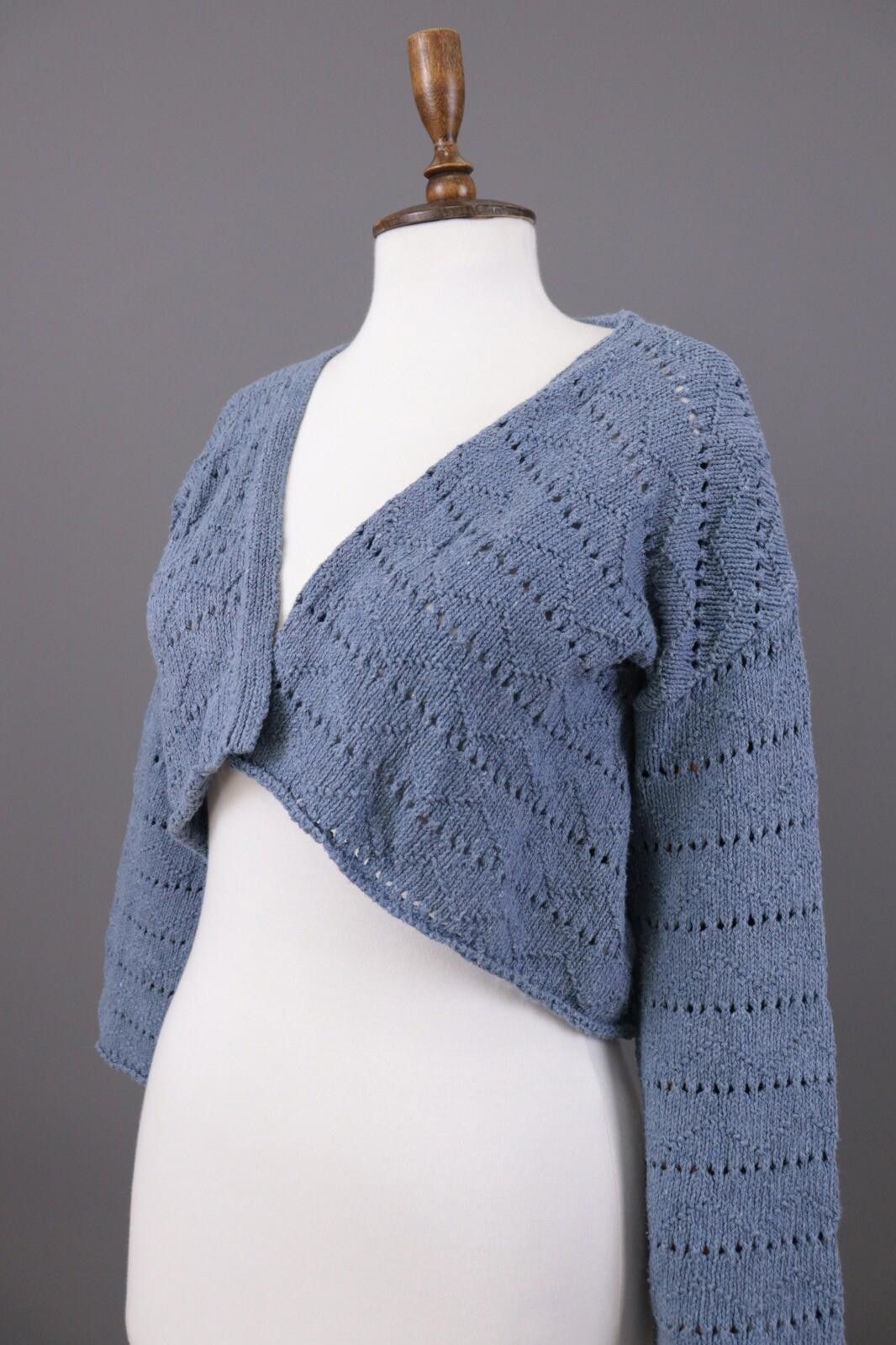 Designer Gudrun Sjoden Blue Lagenlook Crochet Knit Sweater Size S Size S / US 4 / IT 40 - 5 Thumbnail