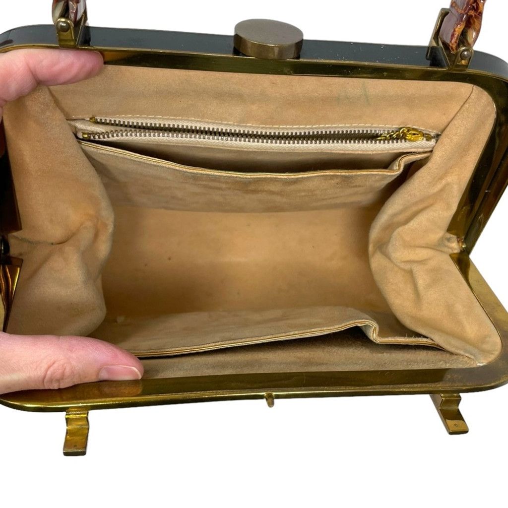 Vintage Genuine Crocodile Leather Hornback Skin Top Handle Bag (VTG) Size ONE SIZE - 12 Thumbnail