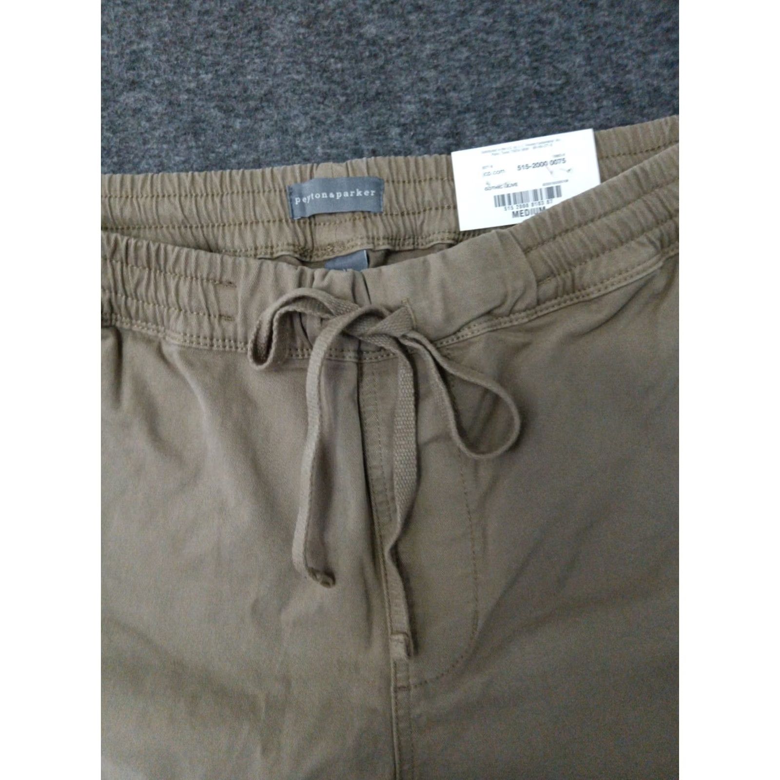 Parker Peyton & Parker Mens M Stretch Elastic Waist Drawstring Gothic Olive Shorts Size US 31 - 3 Thumbnail