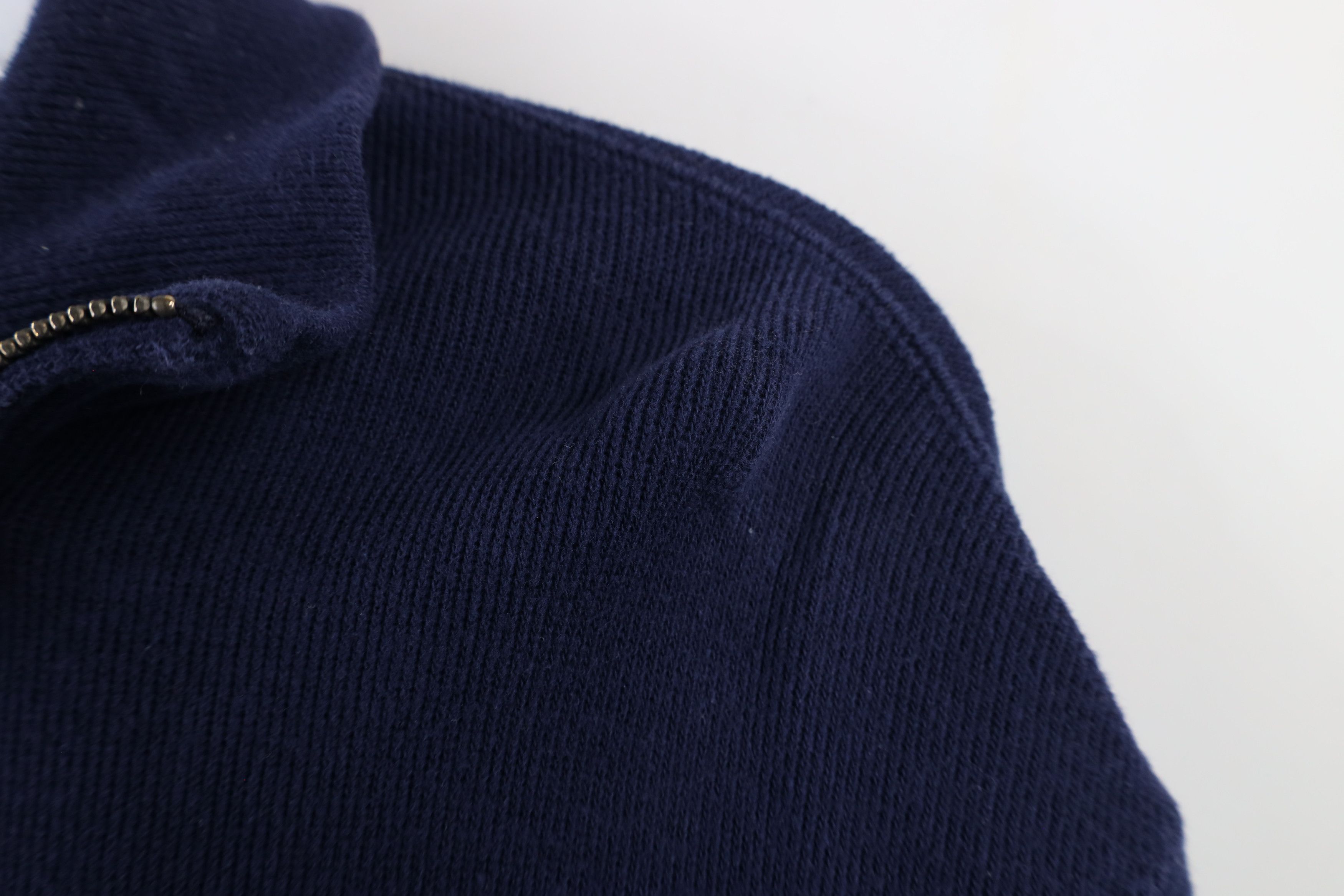 Ralph Lauren × Vintage Vintage 90s Ralph Lauren Cotton Ribbed Knit Half Zip Sweater Size US L / EU 52-54 / 3 - 5 Thumbnail