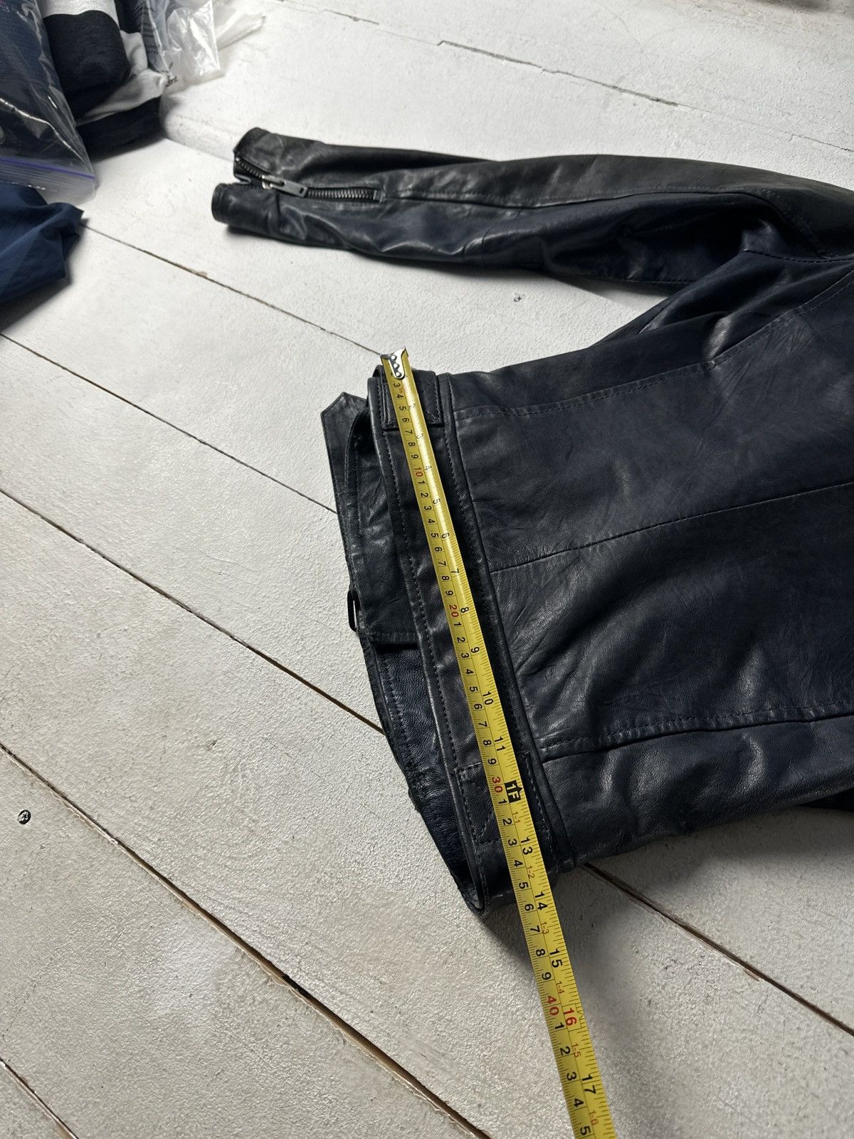 Other 🚨Y2K RICK OWENS TYPE DIRTY SLIM FIT ZIP LEATHER JACKET Size S / US 4 / IT 40 - 18 Thumbnail