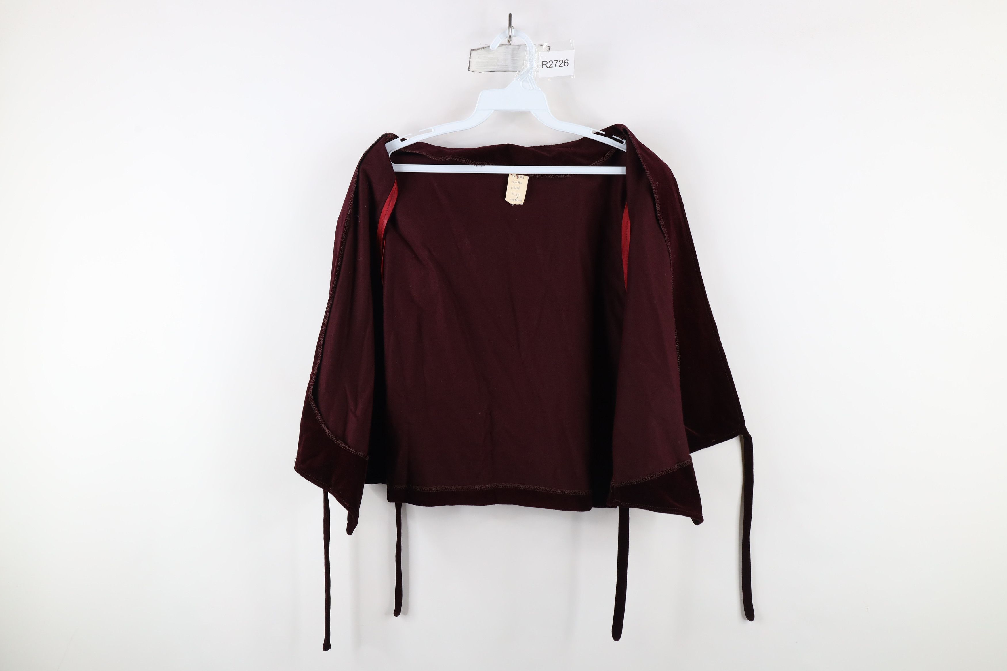 Vintage Vintage 60s 70s Streetwear Velour Tie Back Vest Burgundy USA Size XL / US 12-14 / IT 48-50 - 8 Thumbnail