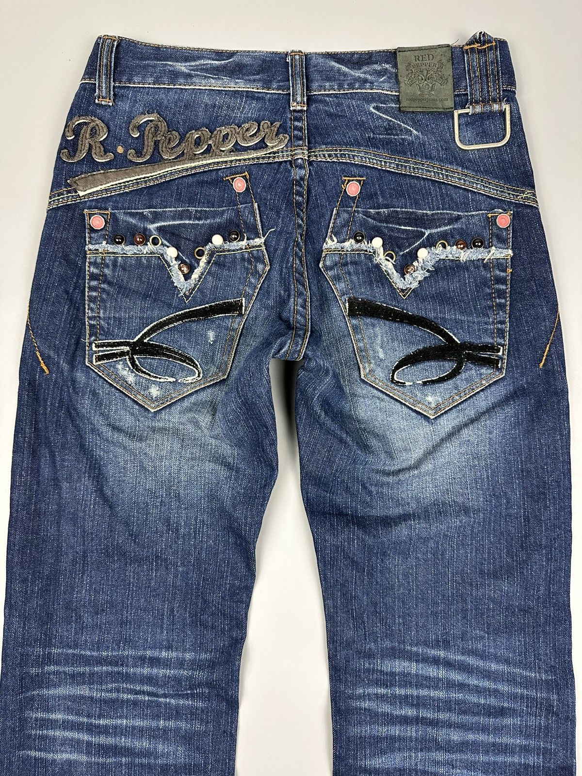 If Six Was Nine × Le Grande Bleu (L.G.B.) Distressed Red Pepper Whiskered Flared Jeans Size US 30 / EU 46 - 6 Thumbnail