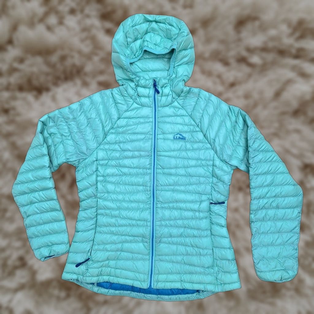 VINTAGE LL Bean Womens 850 Down Insulated Puffer Jacket Quilted Teal Blue - Small Petite