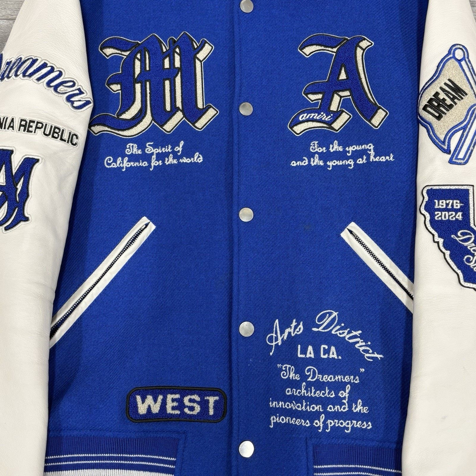 Amiri Amiri Dream Team Varsity Jacket ' Blue ' | WORN 3x Size US L / EU 52-54 / 3 - 5 Thumbnail