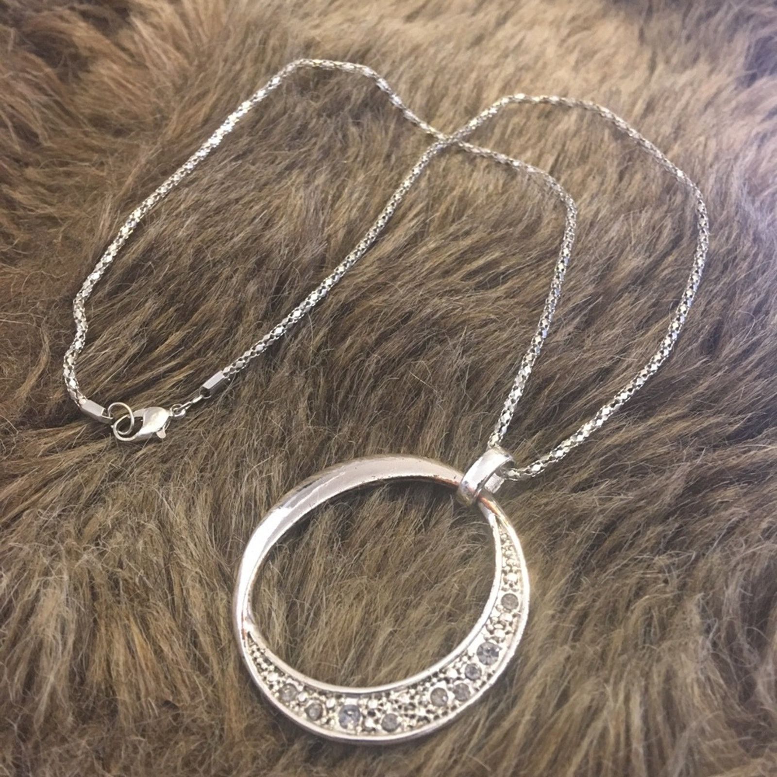 Vintage Vintage smoky stone silver pendant on chain Size ONE SIZE - 8 Thumbnail