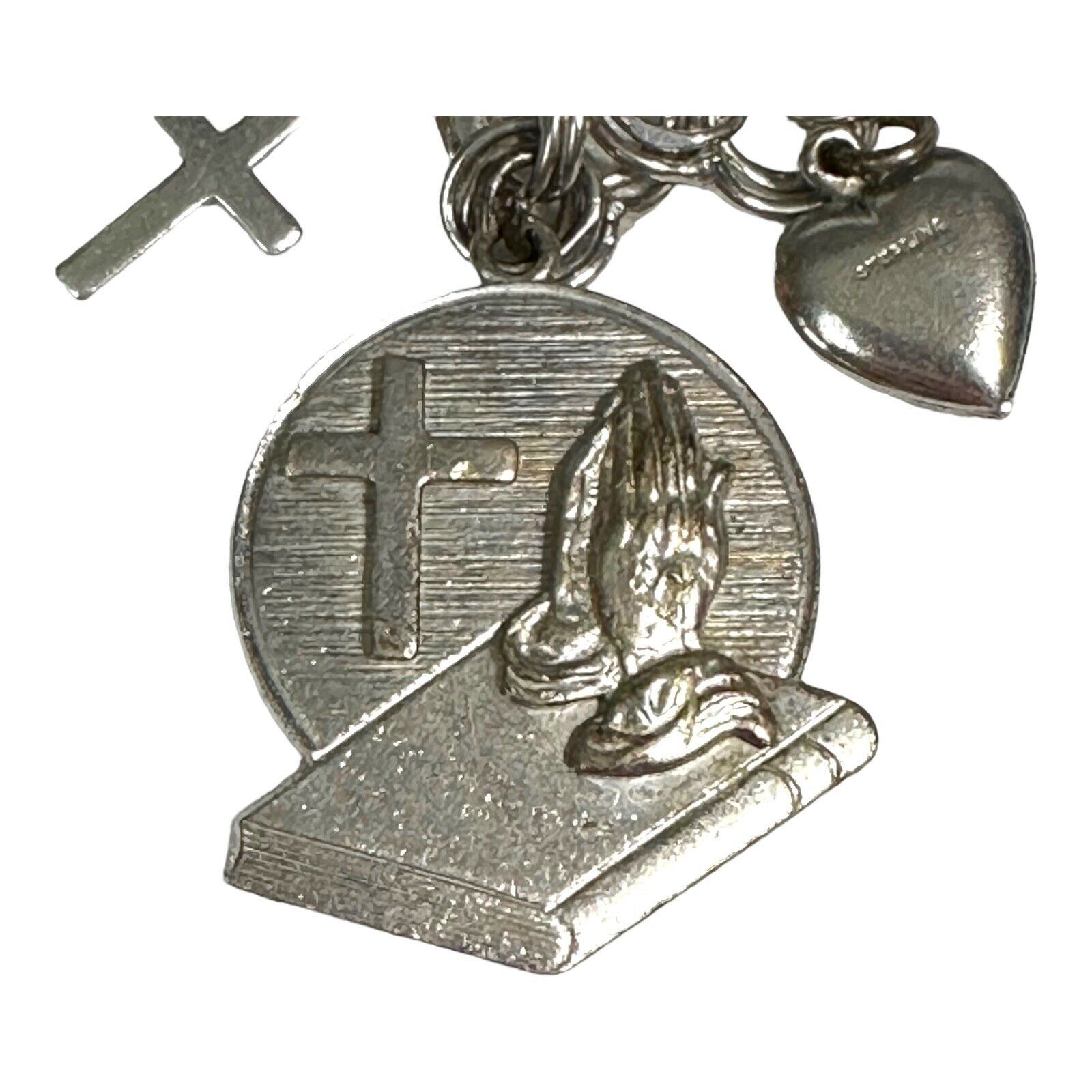 Vintage Vintage Forstner Charm Bracelet With Heart & Cross Charms An Size ONE SIZE - 14 Thumbnail