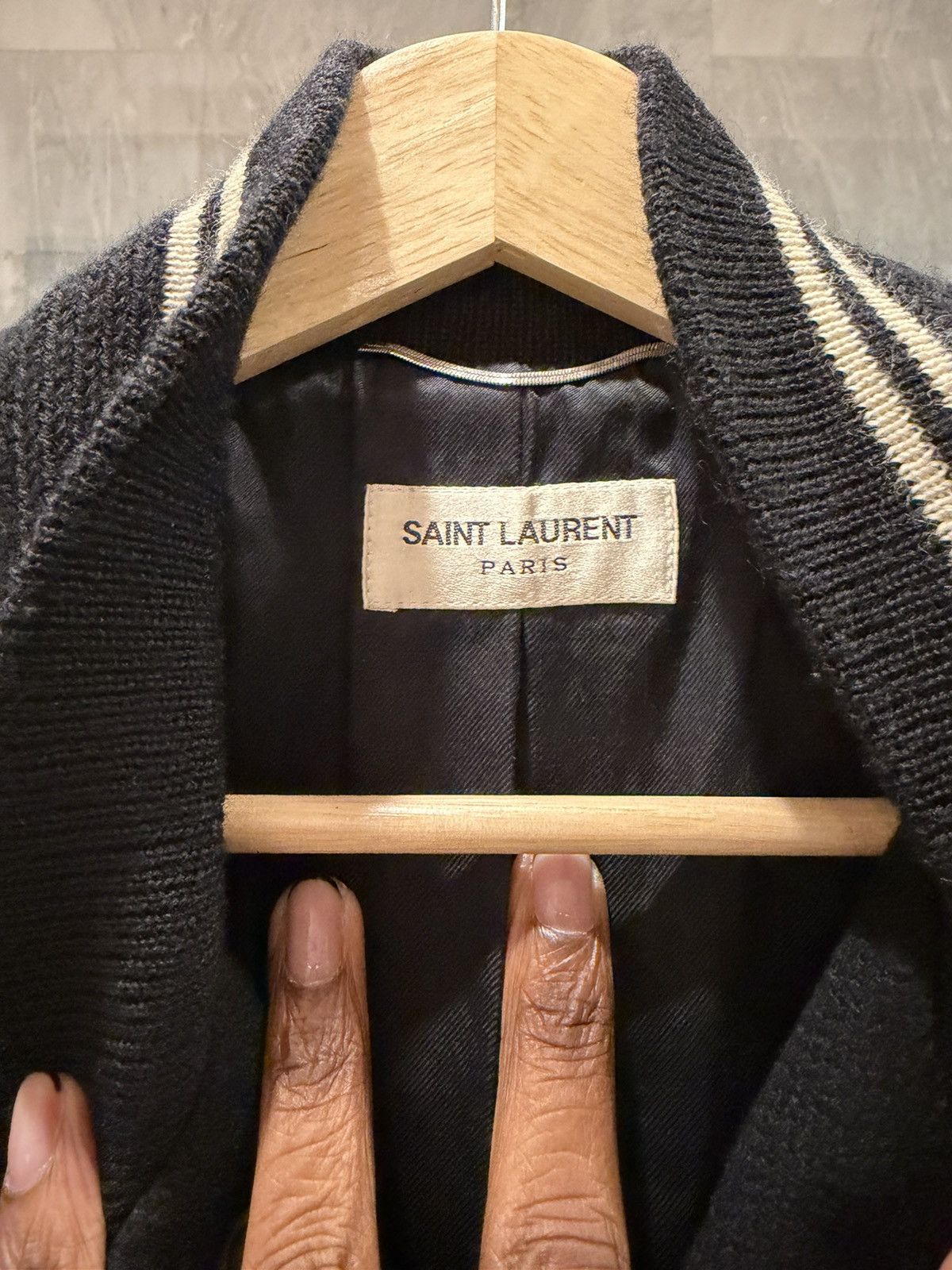 Saint Laurent Paris Saint Laurent Teddy Jacket Black Ivory Size 44 Authenticated Size US S / EU 44-46 / 1 - 3 Thumbnail