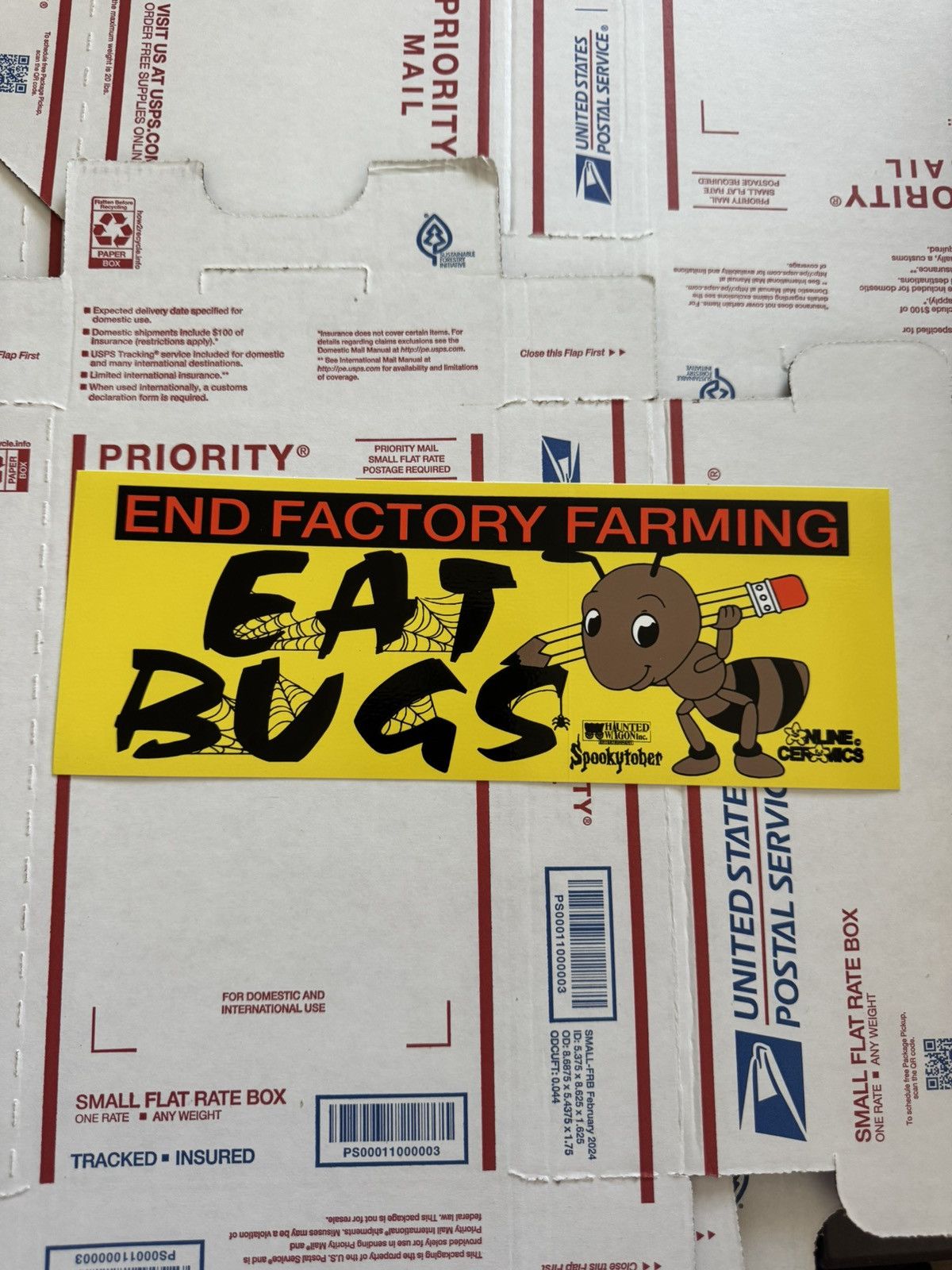 Online Ceramics Eat Bugs End Factory Farming Spooky 2021 Bumper Sticker Size ONE SIZE - 1 Thumbnail