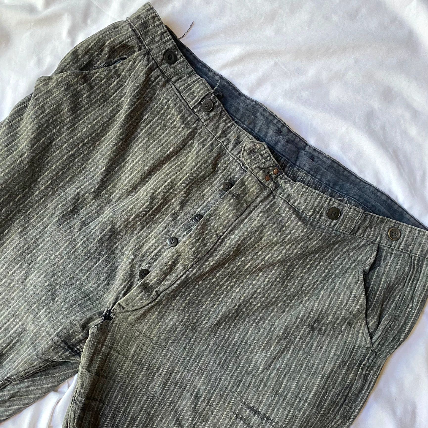 Vintage VINTAGE 1930s French Pinstripe Work Trousers XXL Workwear Size ONE SIZE - 2 Thumbnail