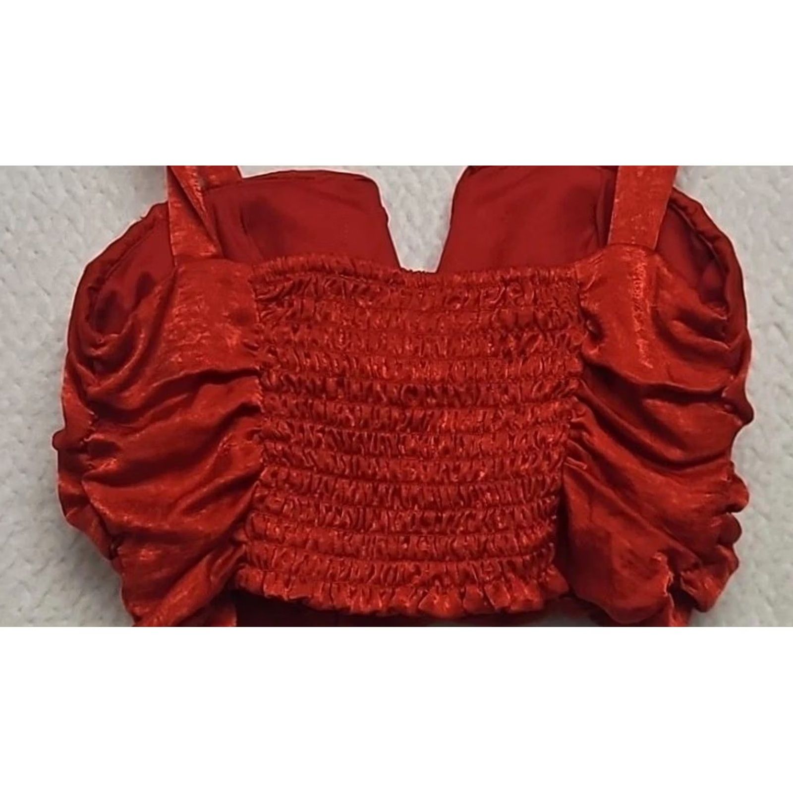 Vintage Rabbit Rose Red Smocked Ruched Crop Top Tank S Women Cottagecore Boho Festival Party Sleeveless Cropped Stretchy"} Size S / US 4 / IT 40 - 6 Thumbnail