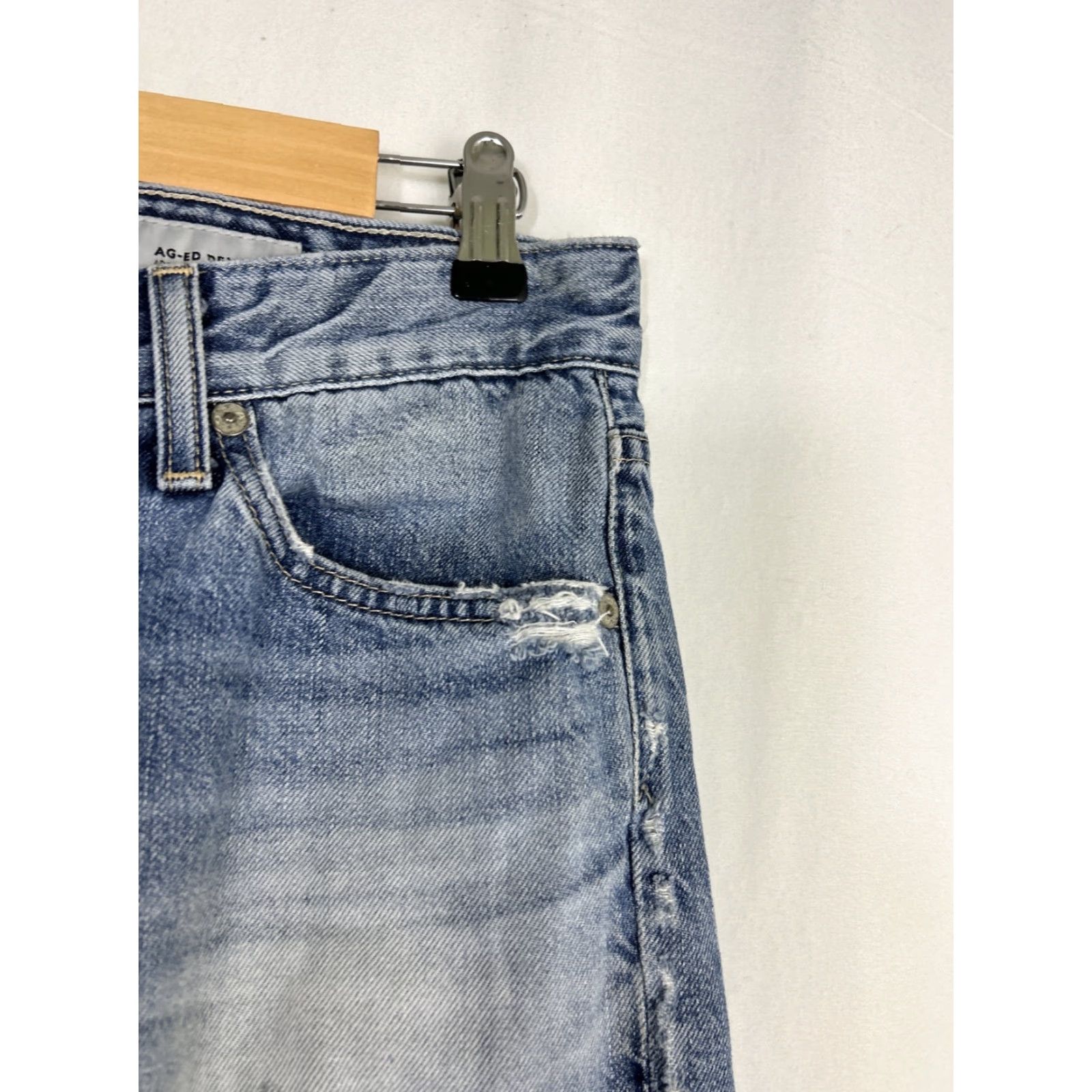 Vintage AG Adriano Goldschmied Jeans Women 27R Blue Distressed Boyfriend Slim Denim 5-Pocket Zipper Button Cotton Blend Logo Classic Western Vintage No Size 27" / US 4 / IT 40 - 6 Thumbnail