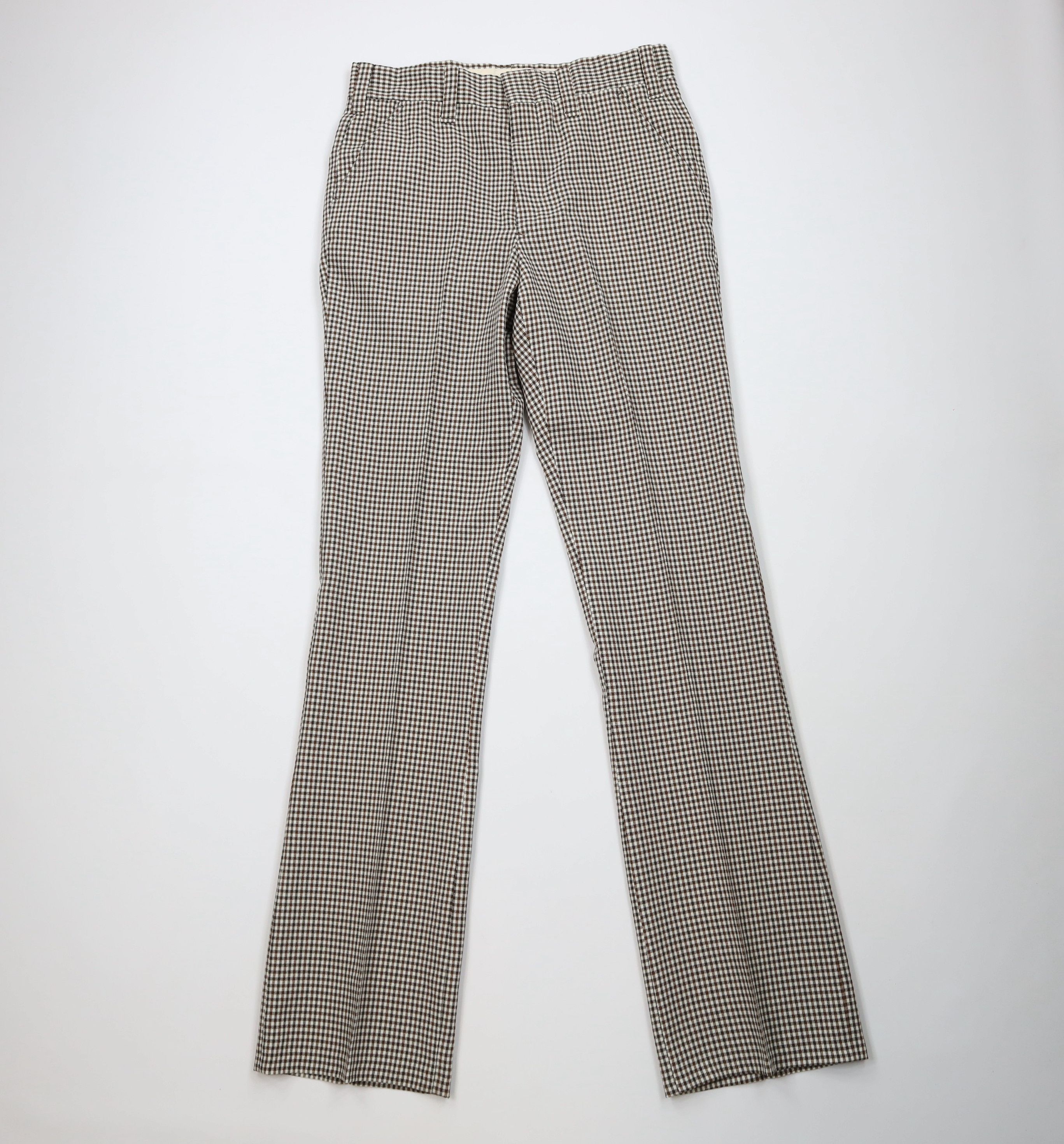 Vintage Vintage 70s Streetwear Flared Wide Leg Chino Pants Plaid USA Size US 32 / EU 48 - 1 Thumbnail