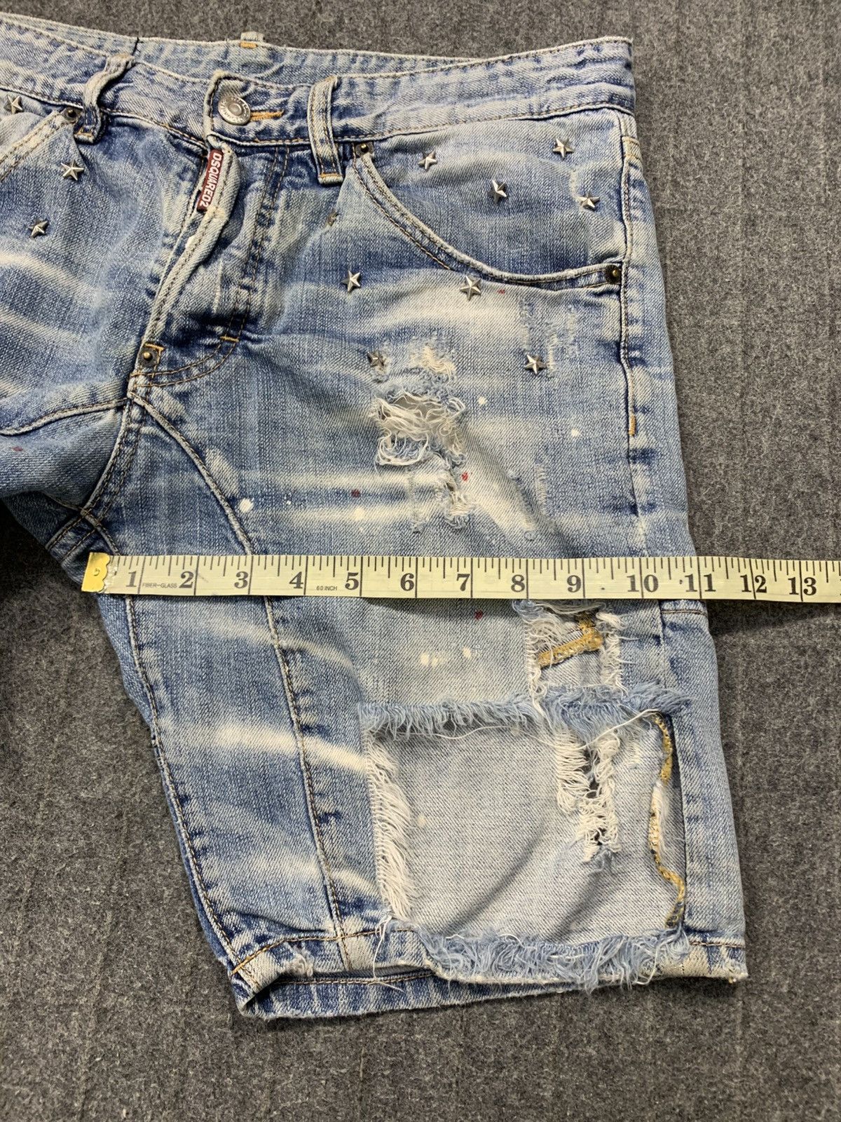 Dsquared2 Trashed Dsquared2 Caten Twins Star Stud Faded Indigo Denim Size US 33 - 17 Thumbnail