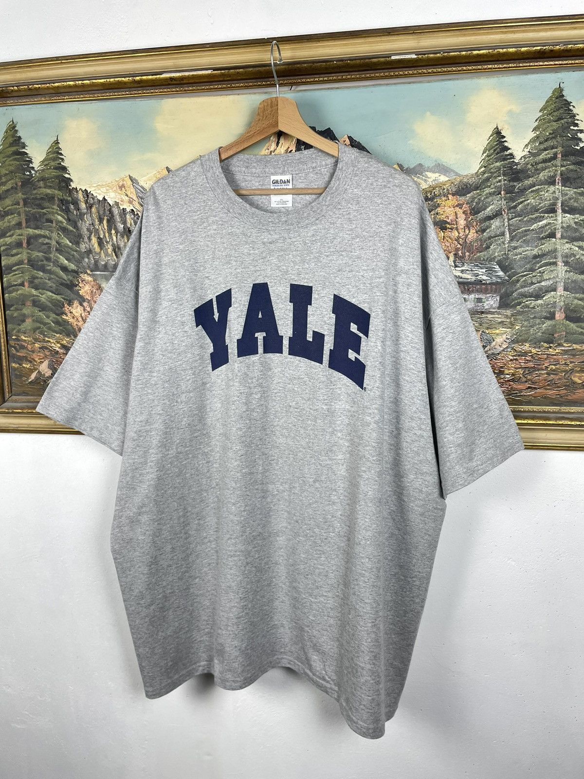 Vintage Yale Vintsge Y2k Gray Tee University College Baggy Oversize Size US XXL / EU 58 / 5 - 2 Thumbnail