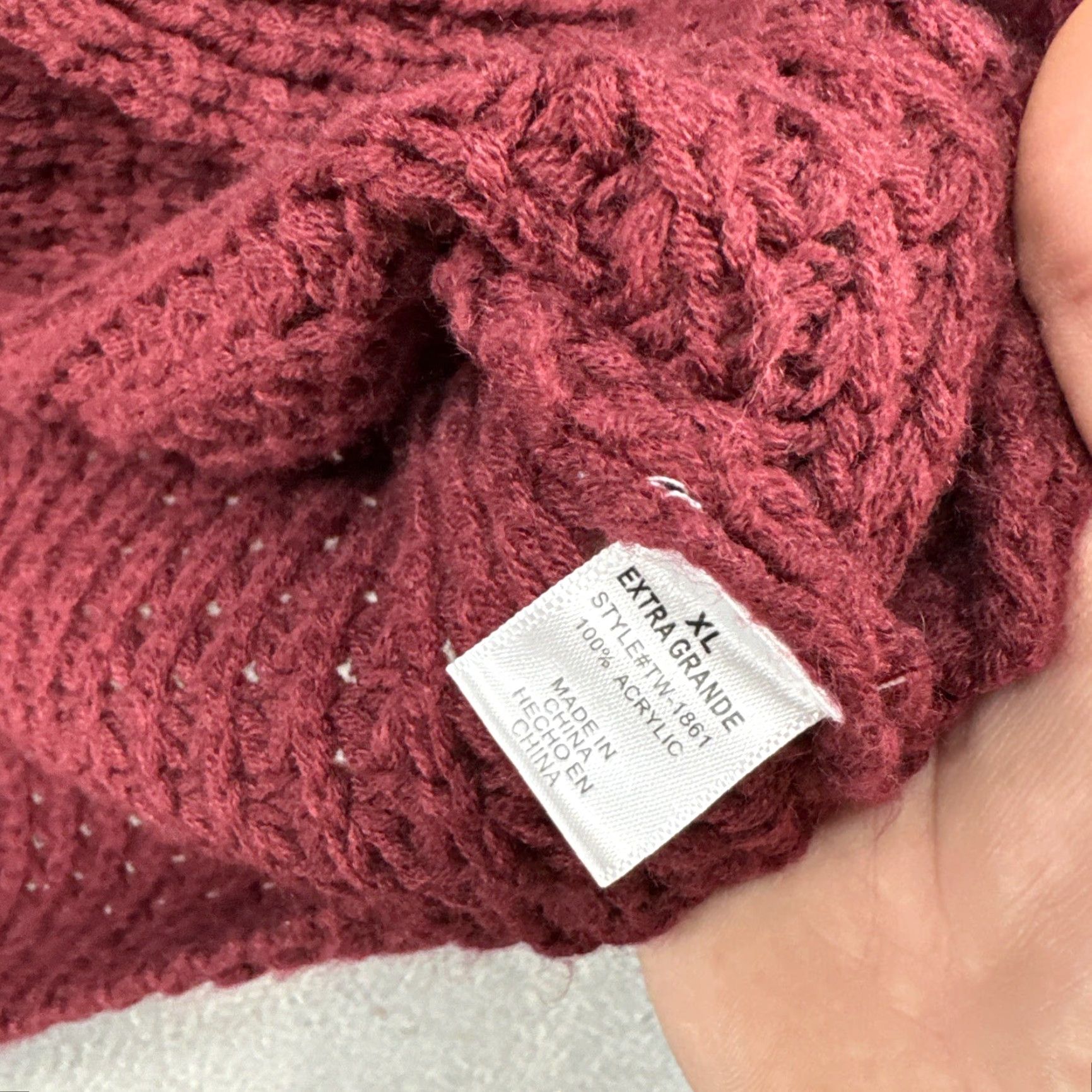 Vintage Zenana Faux Wrap Waffle-Knit Cowl Neck Asymmetrical SweatER Red XL Shirt Womens Size XL / US 12-14 / IT 48-50 - 4 Thumbnail
