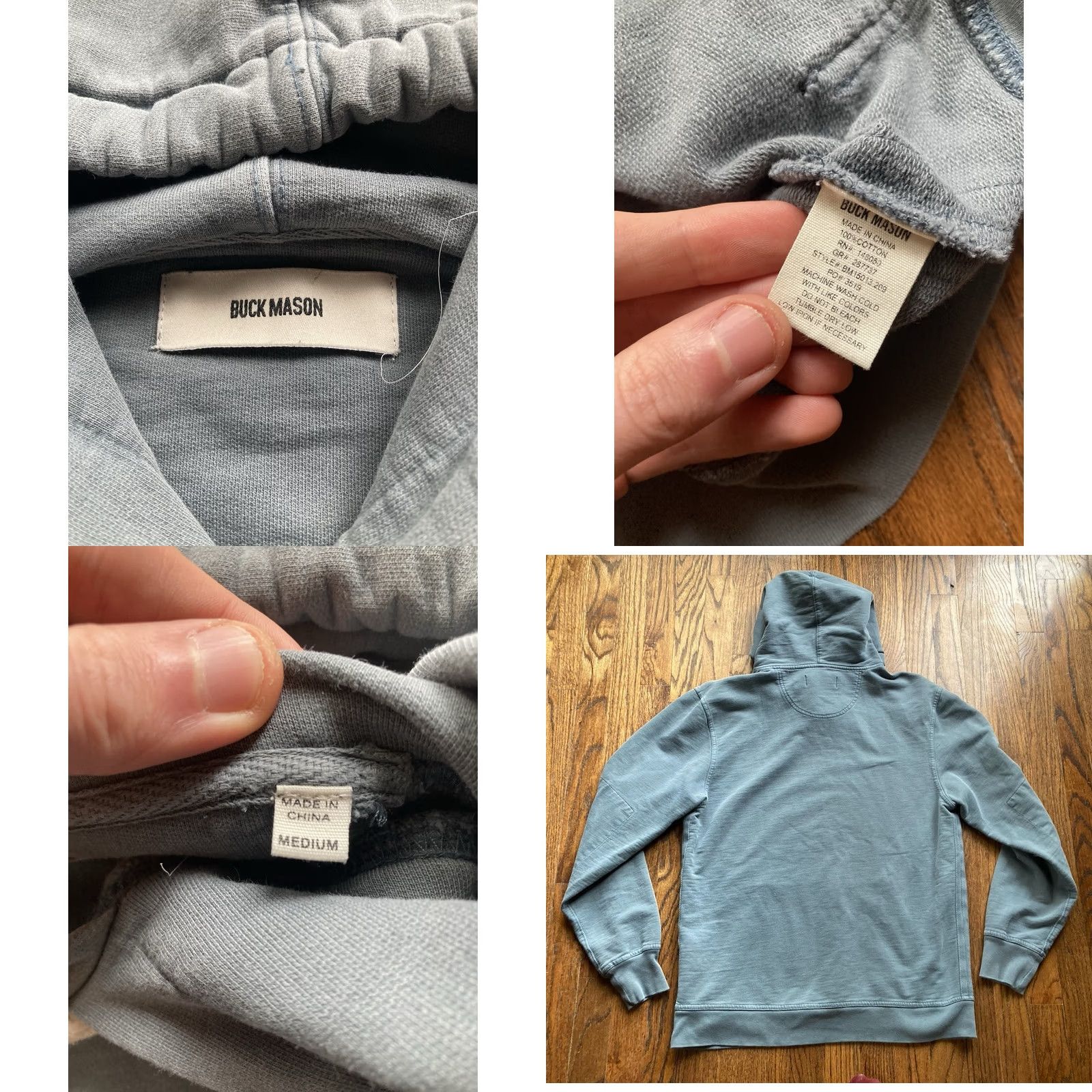 Buck Mason Buck Mason Hoodie Mens M Brushed Loopback Turquoise Blue Sweatshirt Size US M / EU 48-50 / 2 - 8 Thumbnail