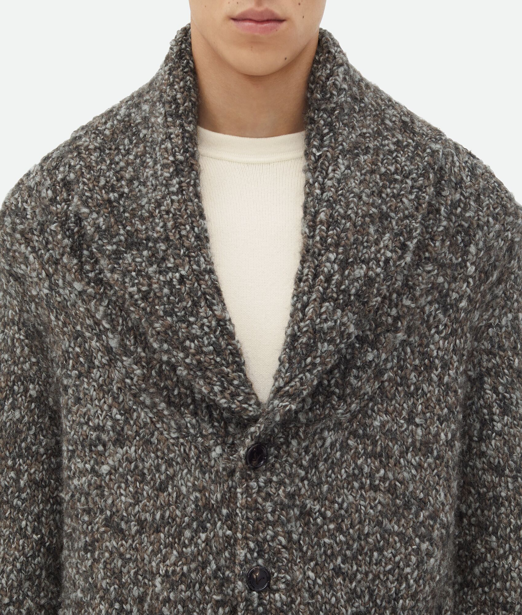 Bottega Veneta o1n1vont1224 Alpaca Shawl Collar Cardigan in Dark Grey Size US S / EU 44-46 / 1 - 3 Thumbnail