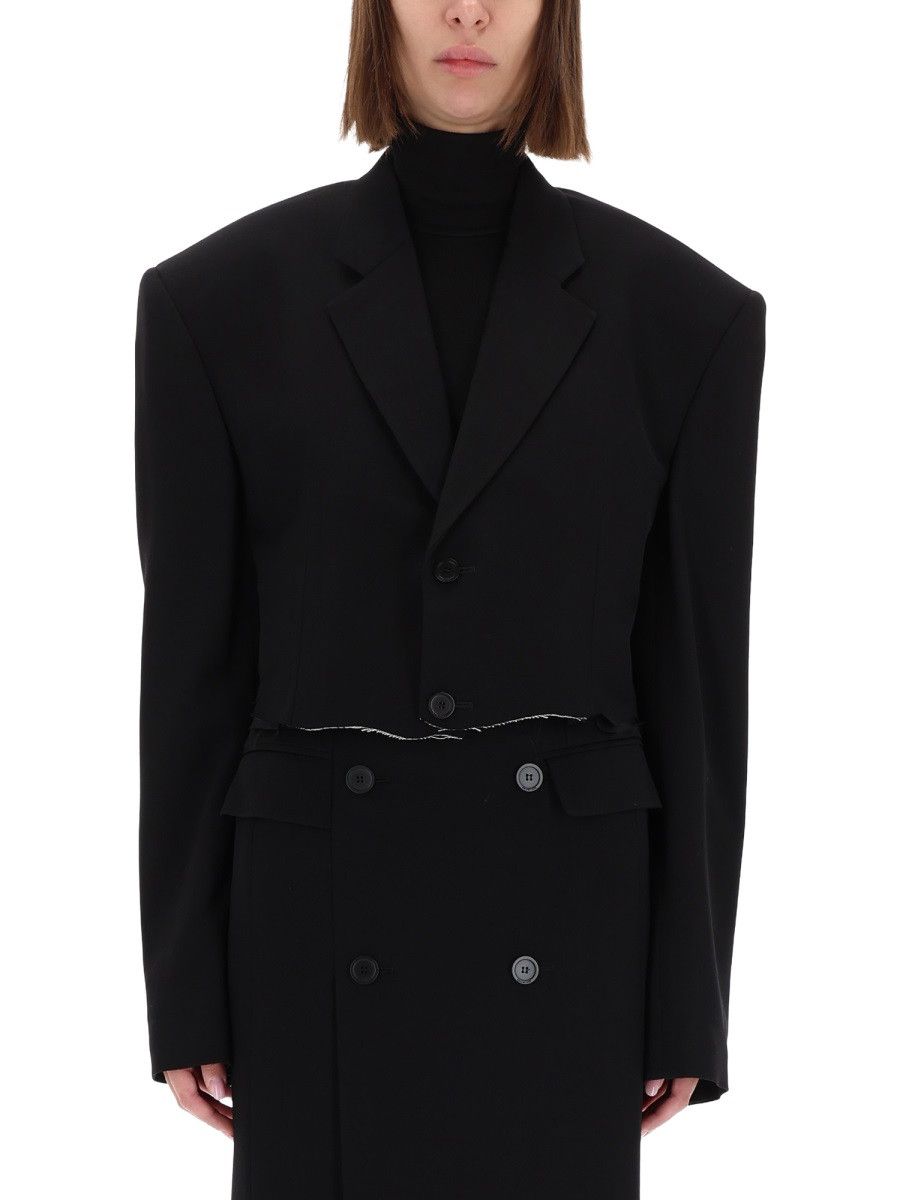Balenciaga BALENCIAGA SINGLE BREASTED CUT OFF JACKET - BLACK (FR 36) Size XS / US 0-2 / IT 36-38 - 1 Thumbnail