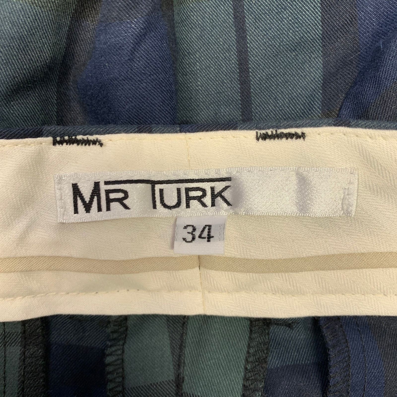 Mr Turk MR TURK Size 34 Green Navy Plaid Cotton Zip Fly Casual Pants Size US 34 / EU 50 - 3 Thumbnail